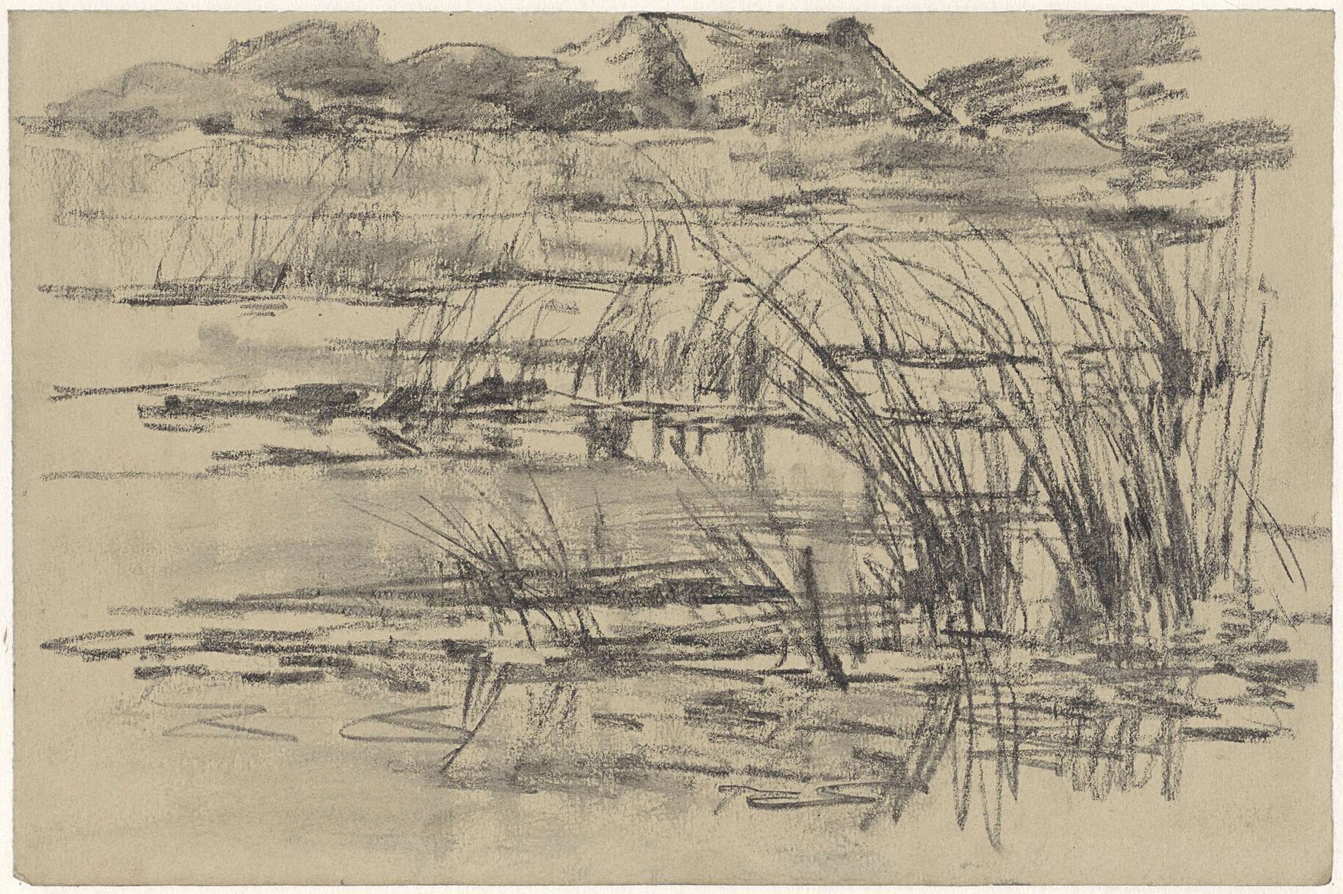 Riet in het water by Egbert Rubertus Derk Schaap
