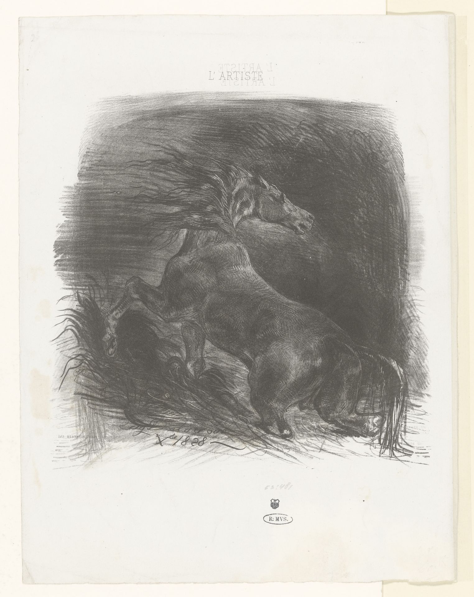 Wild paard by Eugène Delacroix