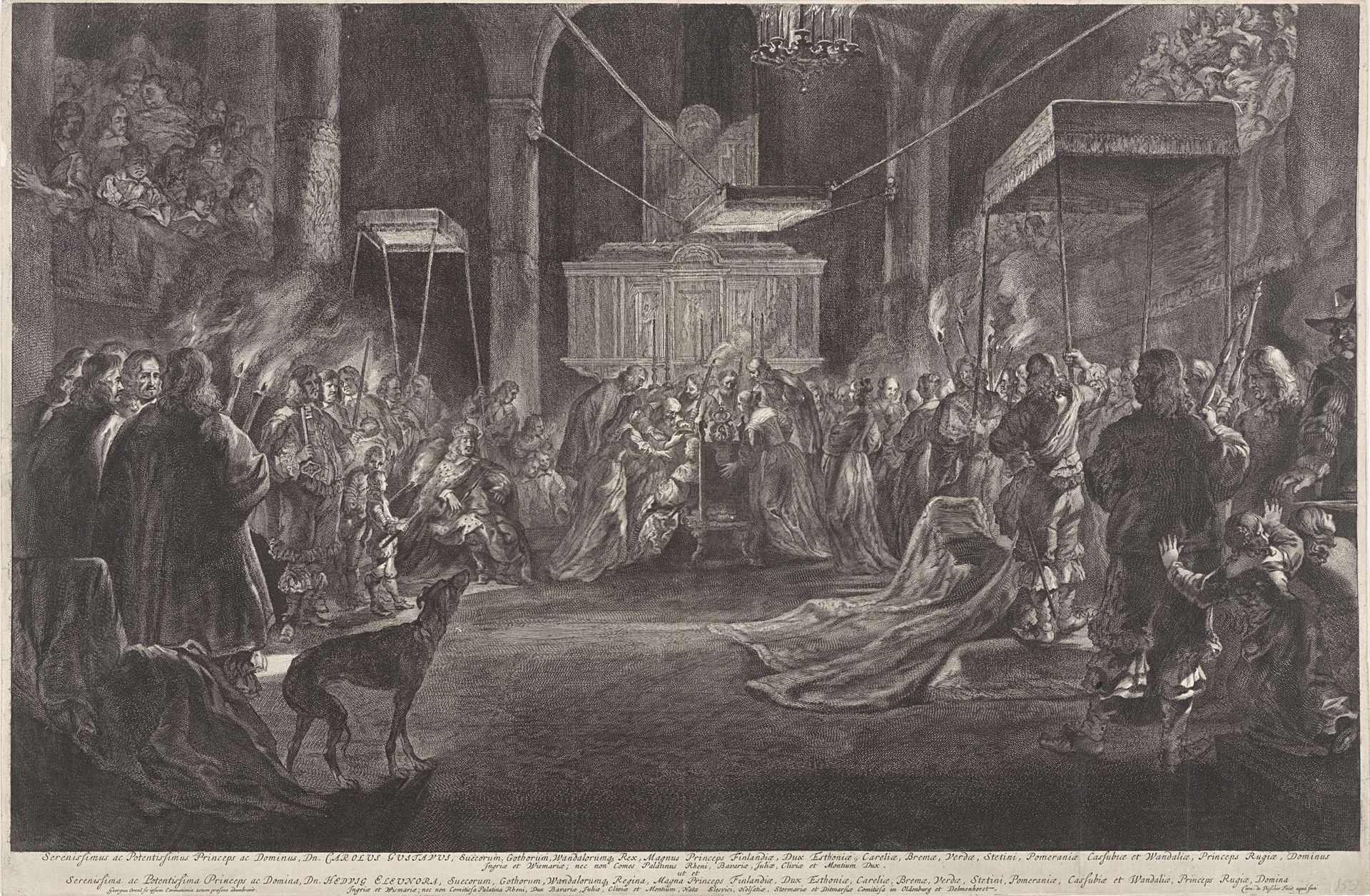 Kroning van Hedwig Eleonora als koningin van Zweden, 1654 by Cornelis Visscher