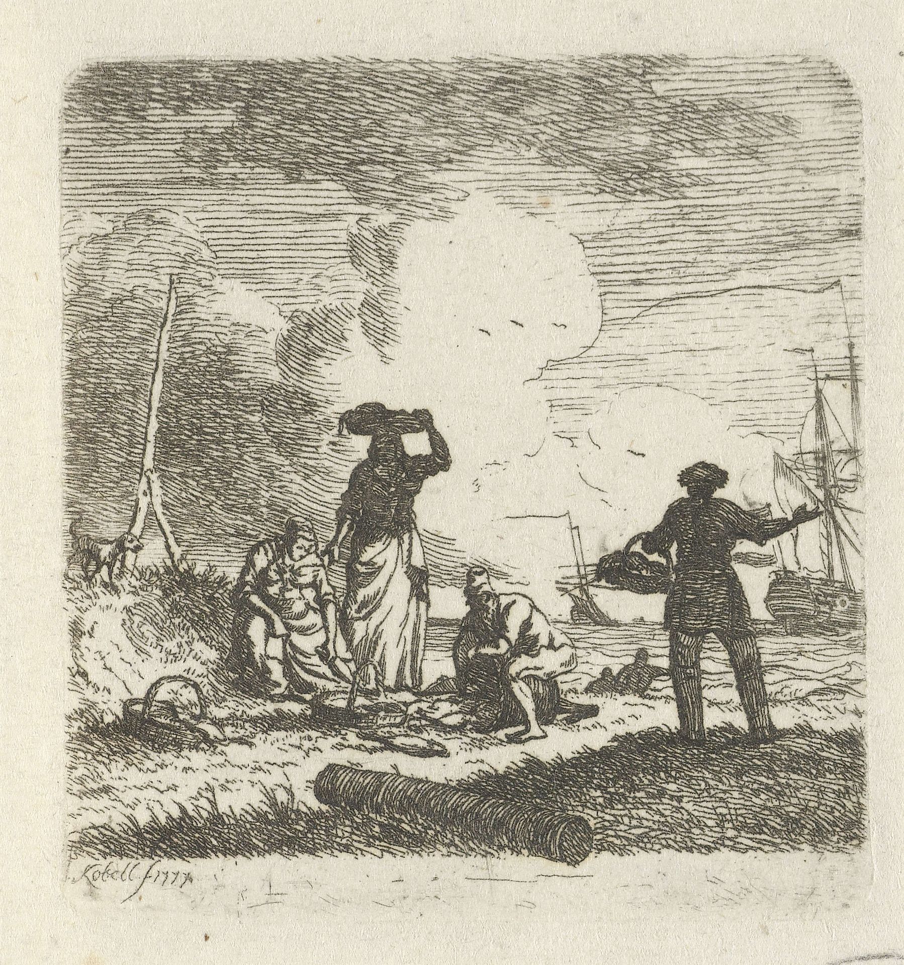 Vissers bij het strand by Hendrik Kobell