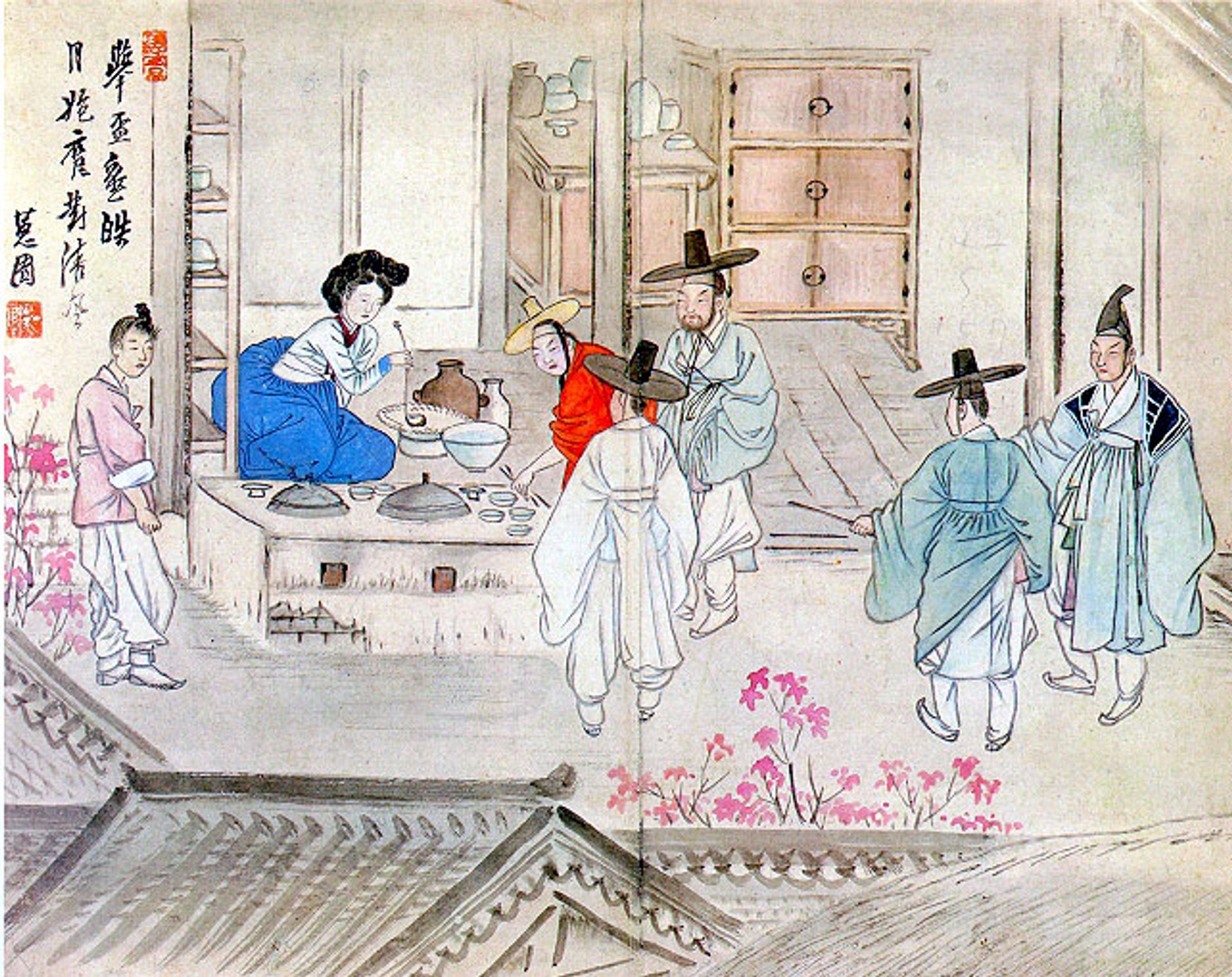 Holding a drinking bout by Shin Yoon-bok