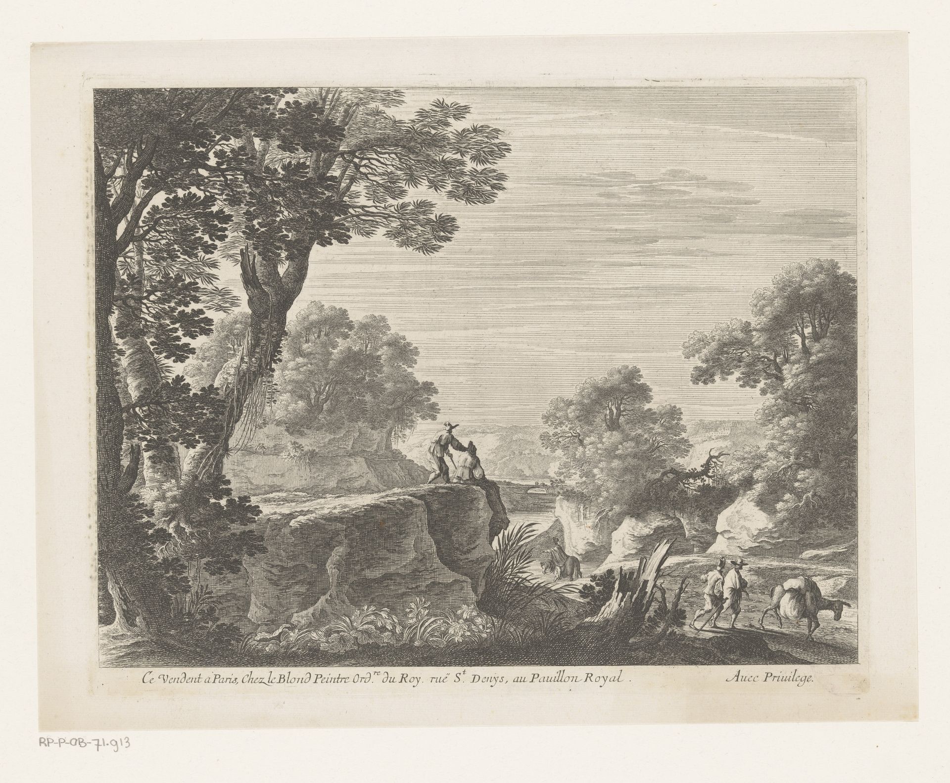 Landschap met figuren op rots by Nicolas Perelle