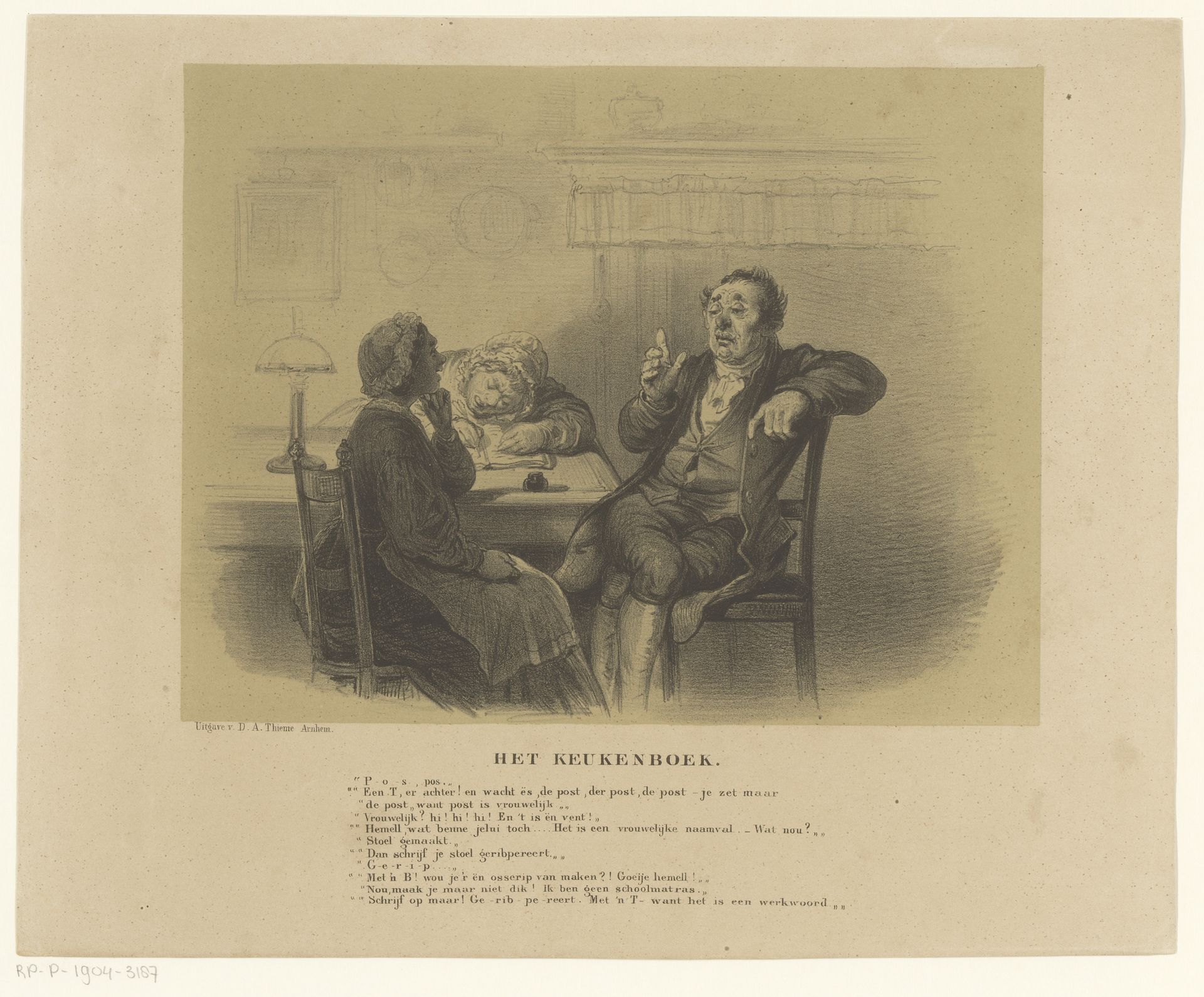 Man en vrouwen aan tafel by Alexander Ver Huell