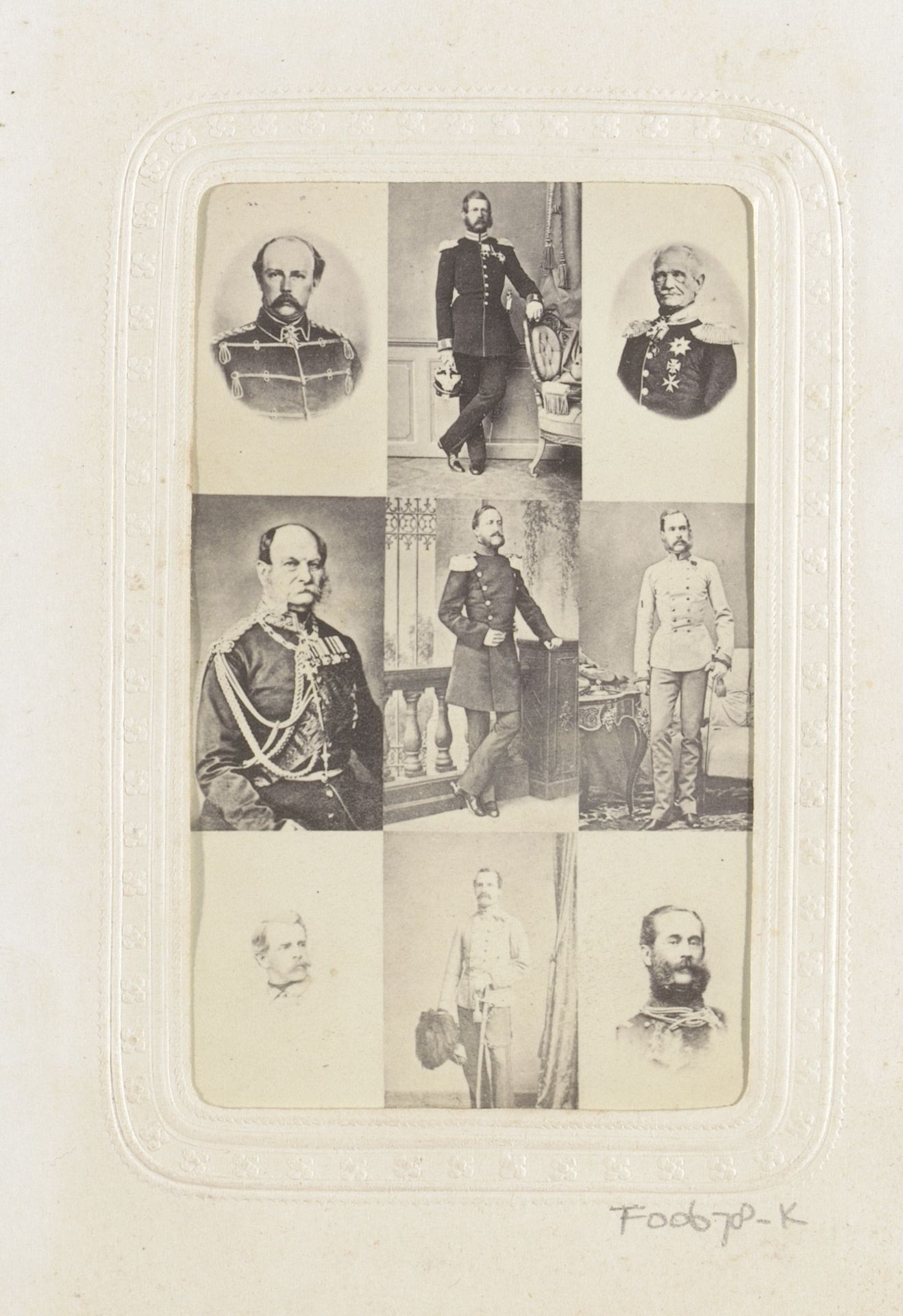 Fotocollage van negen portretten van mannen in uniform by H. Rübcke