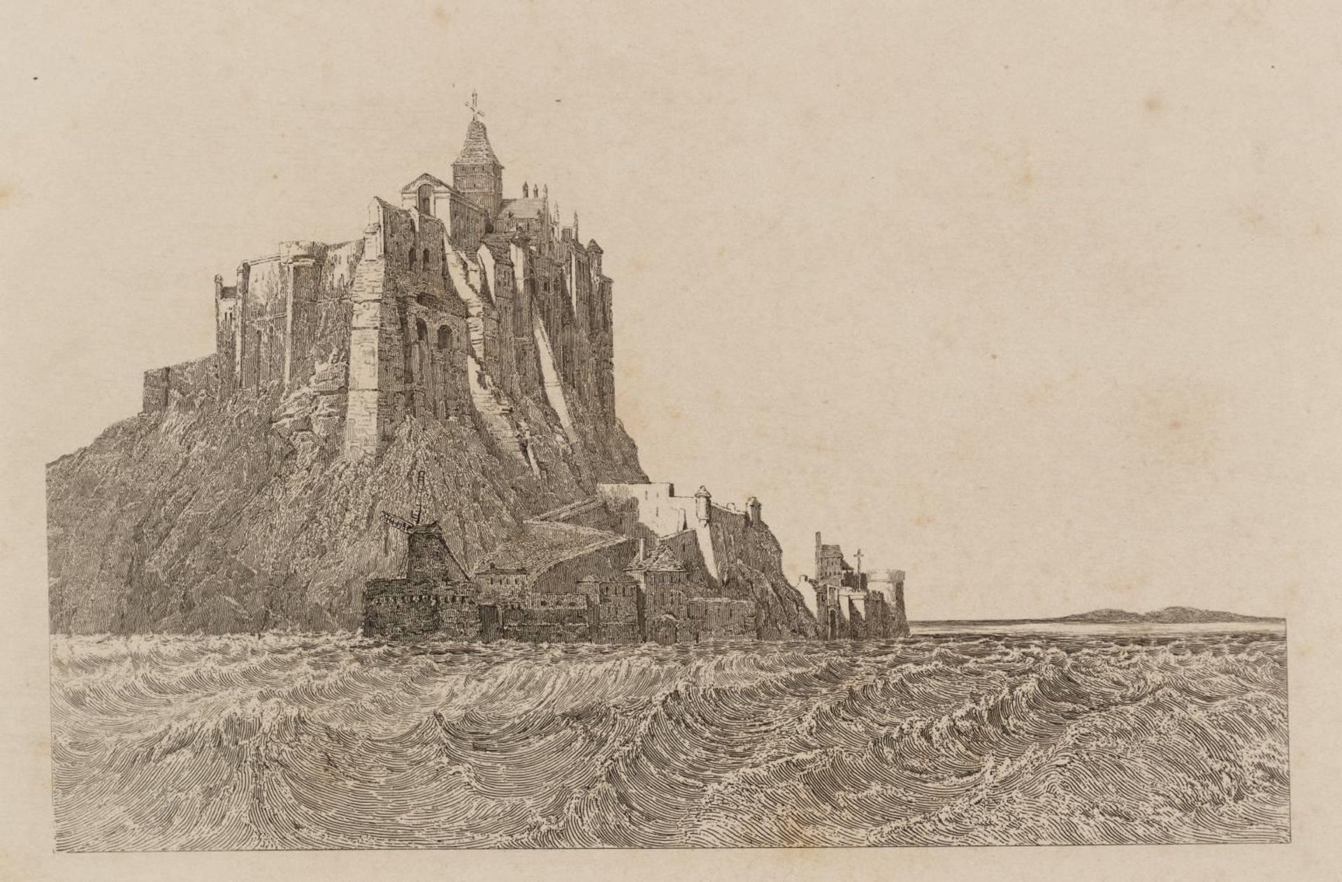 St Michael’s Mount, Normandy, from the West, engraved by A. Freebairn by Clarkson Stanfield