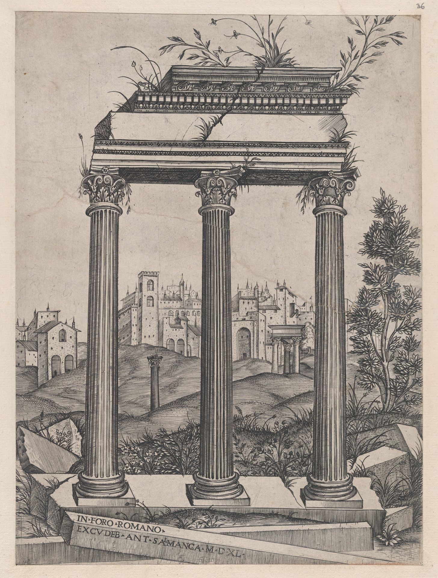 Speculum Romanae Magnificentiae: Temple of Antoninus and Faustina by Agostino Veneziano