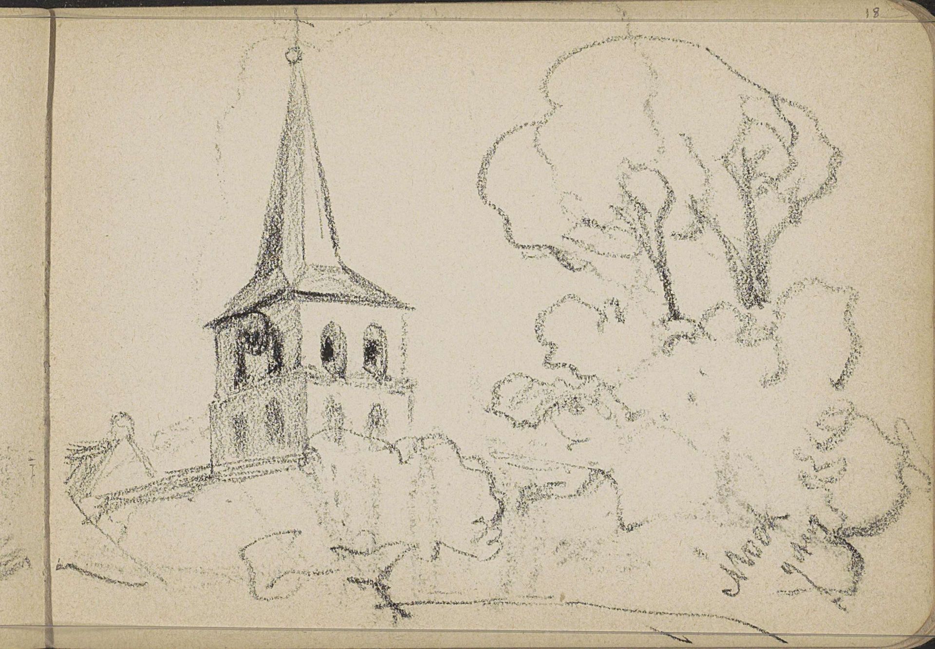 Toren van de Sint Antoniuskerk te Mook by Willem Cornelis Rip