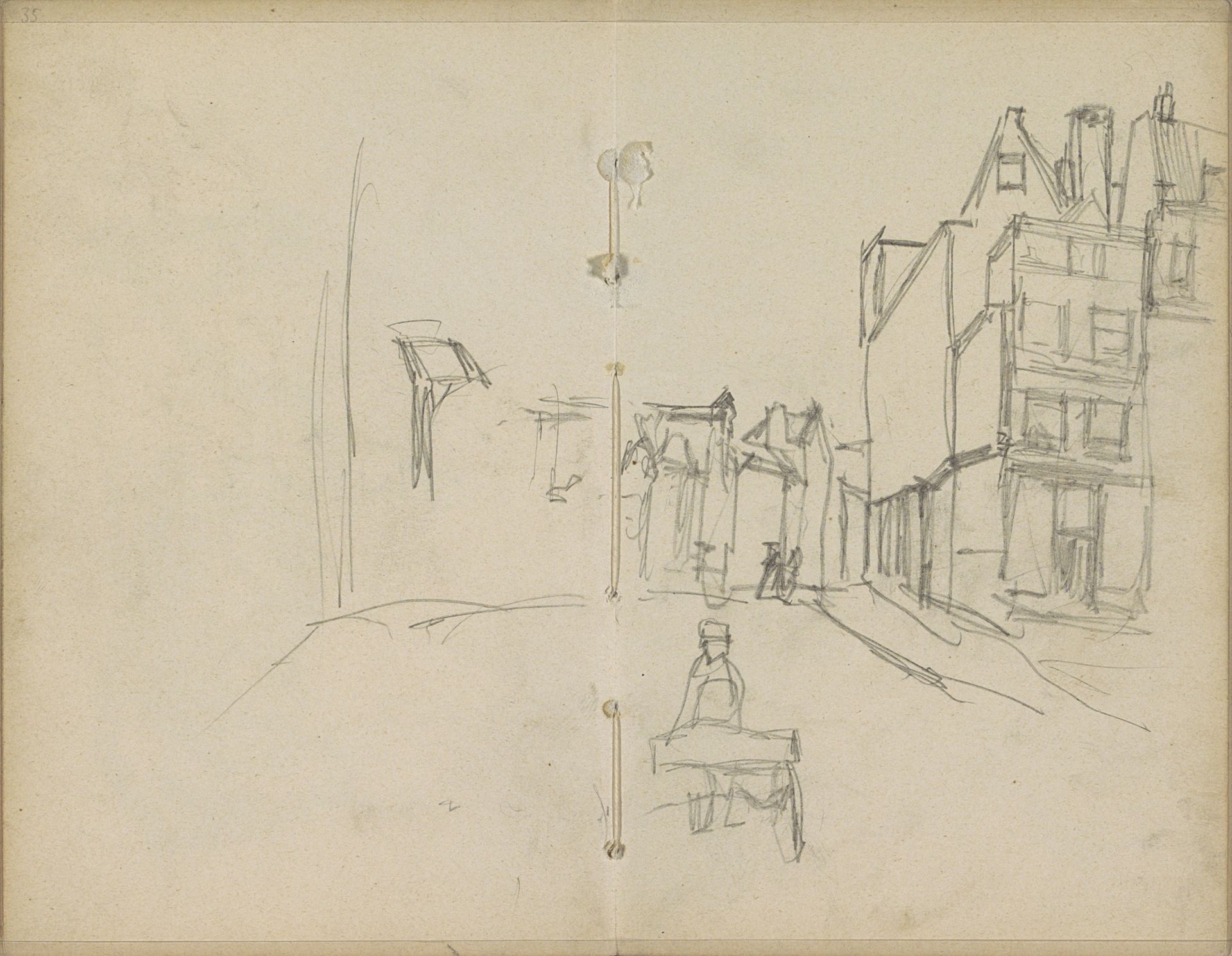Gezicht op een straat in Amsterdam by George Hendrik Breitner