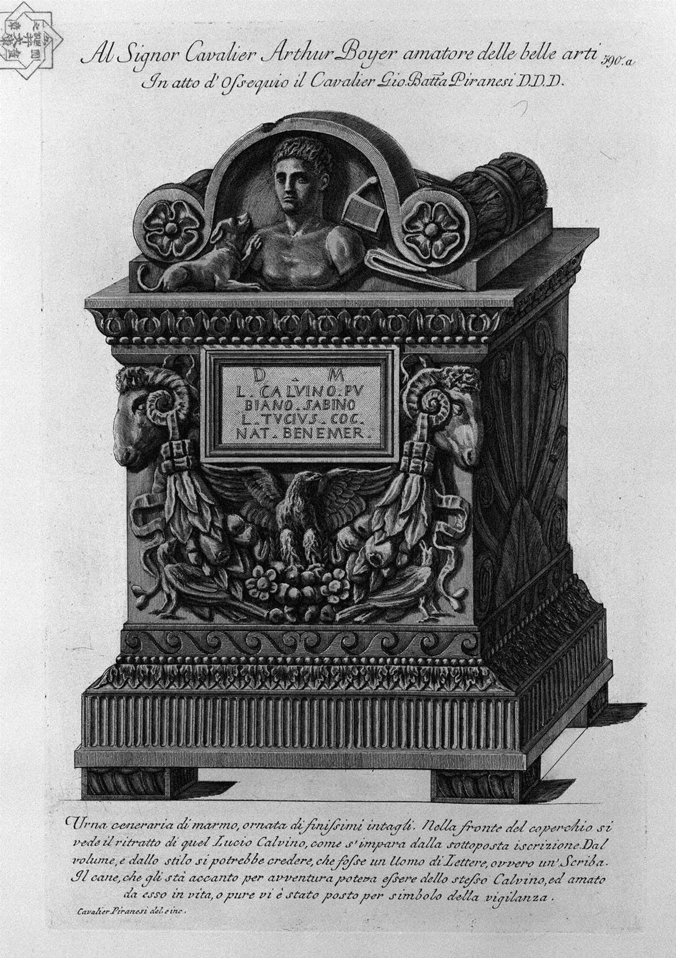 Urn of marble Lucius Calvin by Giovanni Battista Piranesi