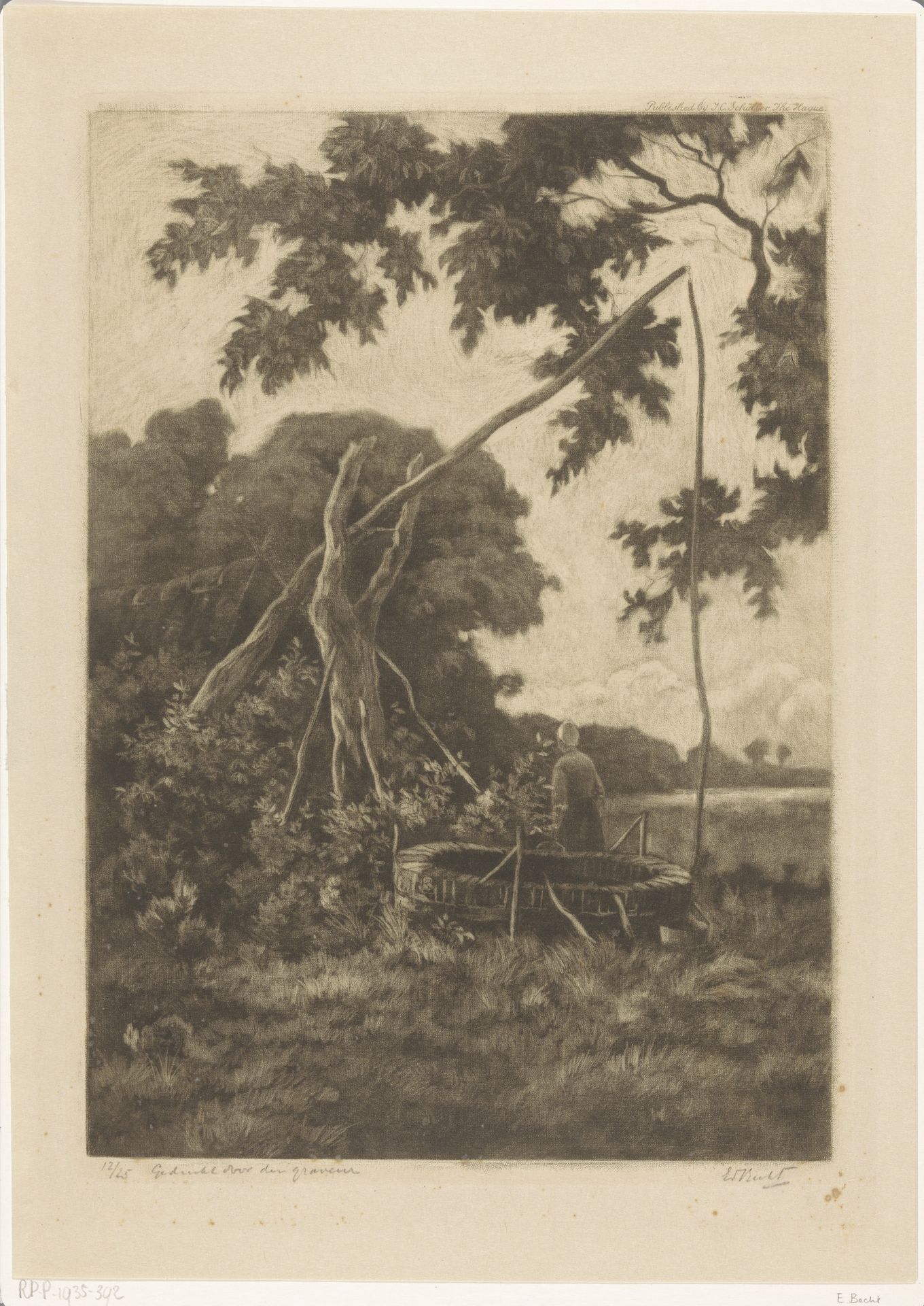 Landschap met put by Eduard August Becht