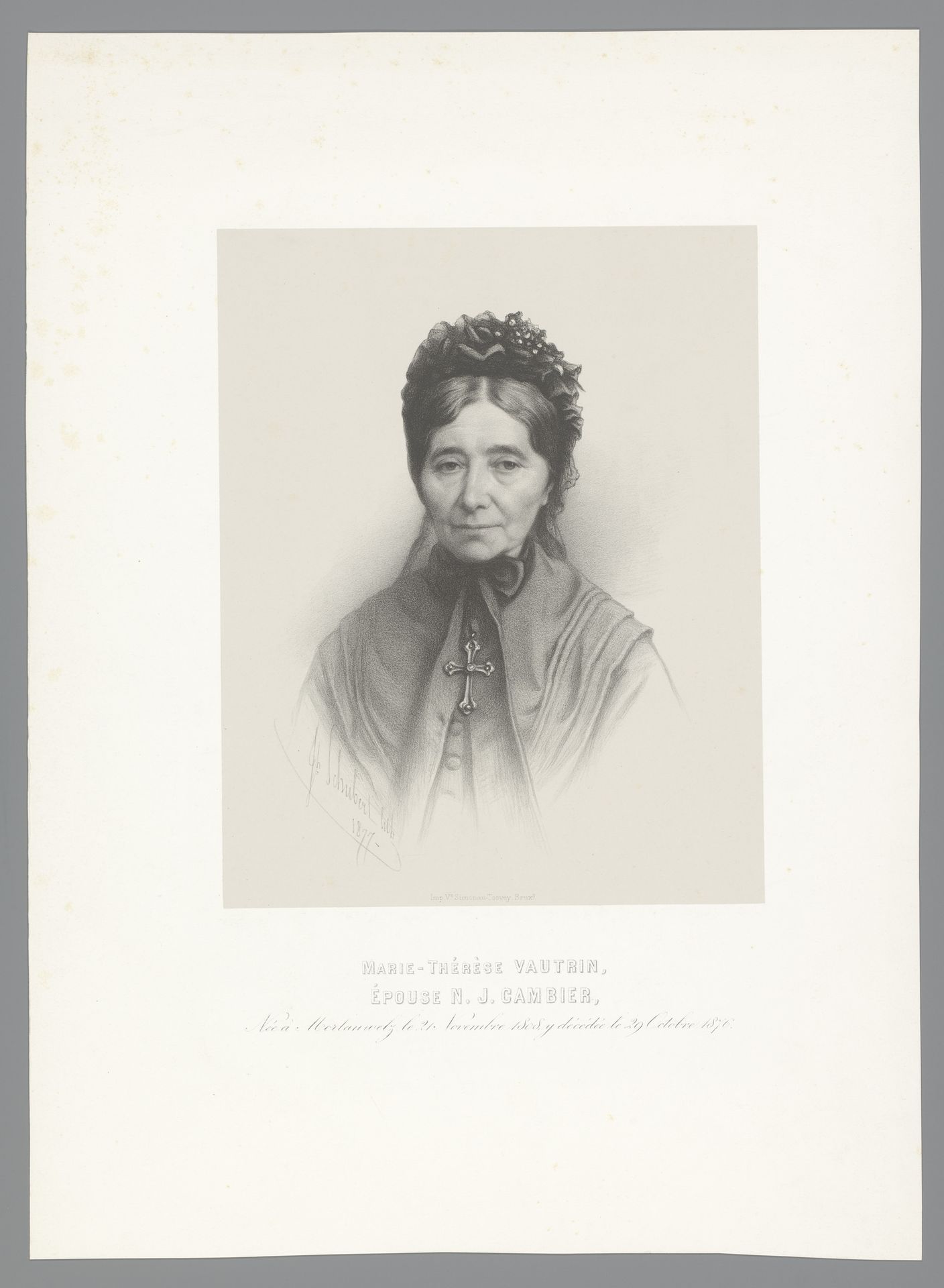 Portret van Marie-Thérèse Vautrin by Joseph Schubert