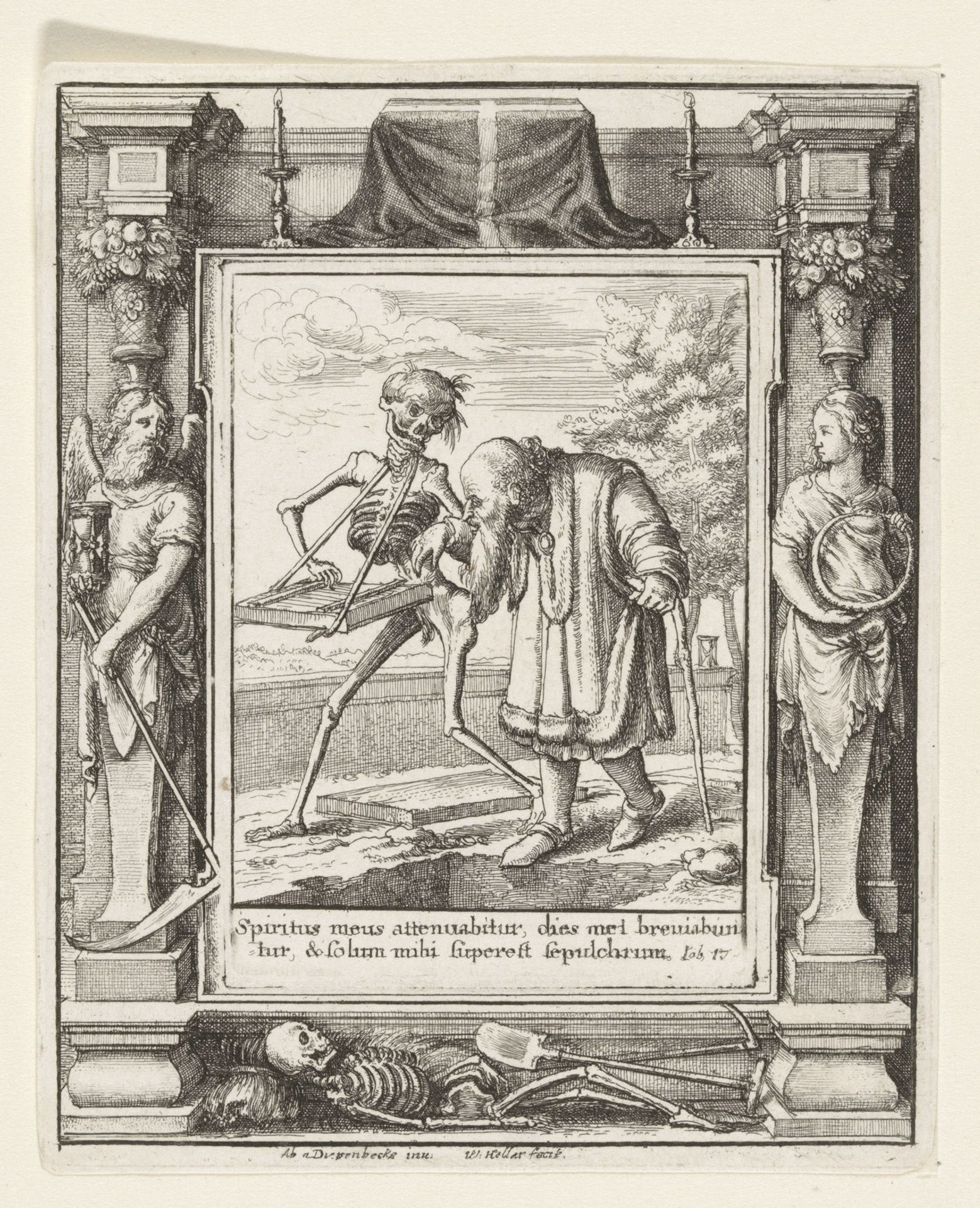 De oude man en de Dood by Wenceslaus Hollar
