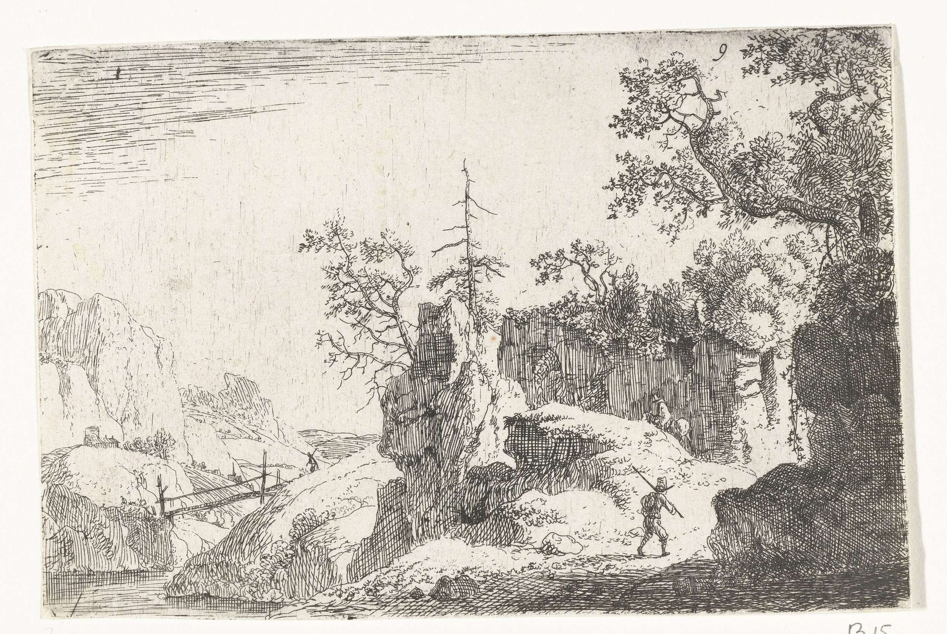 Berglandschap met wandelaar by Jan van Aken
