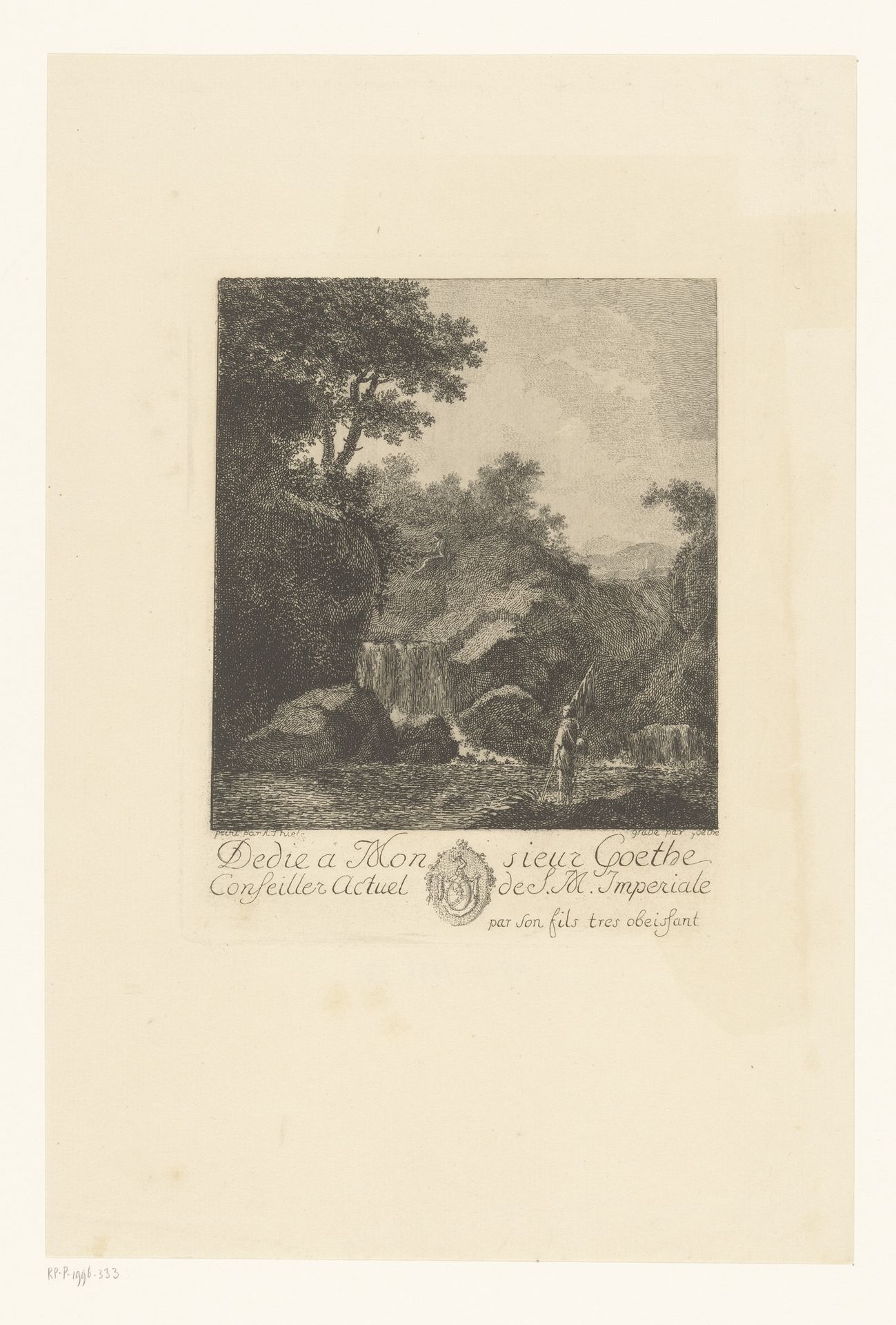 Rivierlandschap met twee figuren by Johann Wolfgang von Goethe