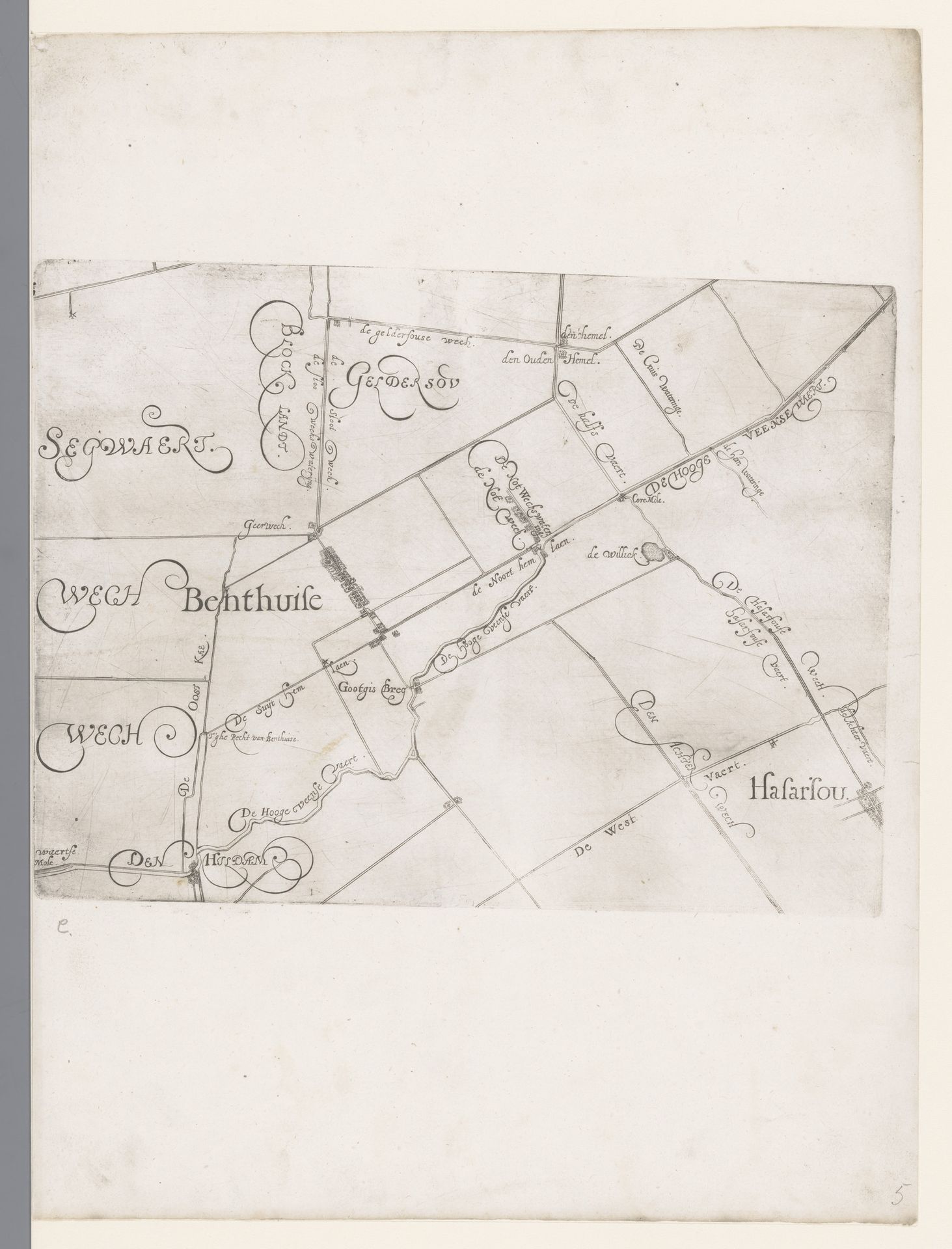 Kaart van het Hoogheemraadschap van Schieland, met Benthuizen en Hazerswoude by Floris Balthasarsz van Berckenrode