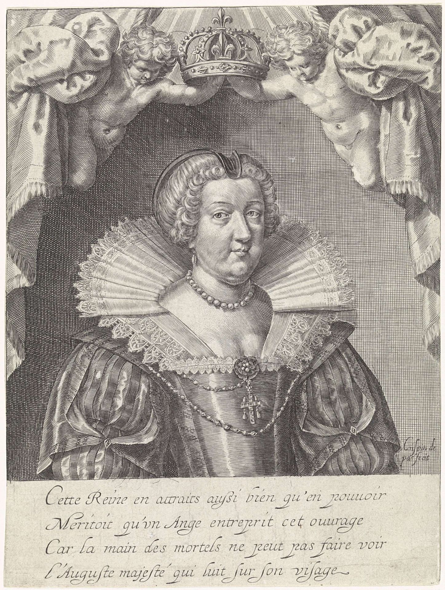 Portret van Maria de' Medici by Crispijn van de (II) Passe