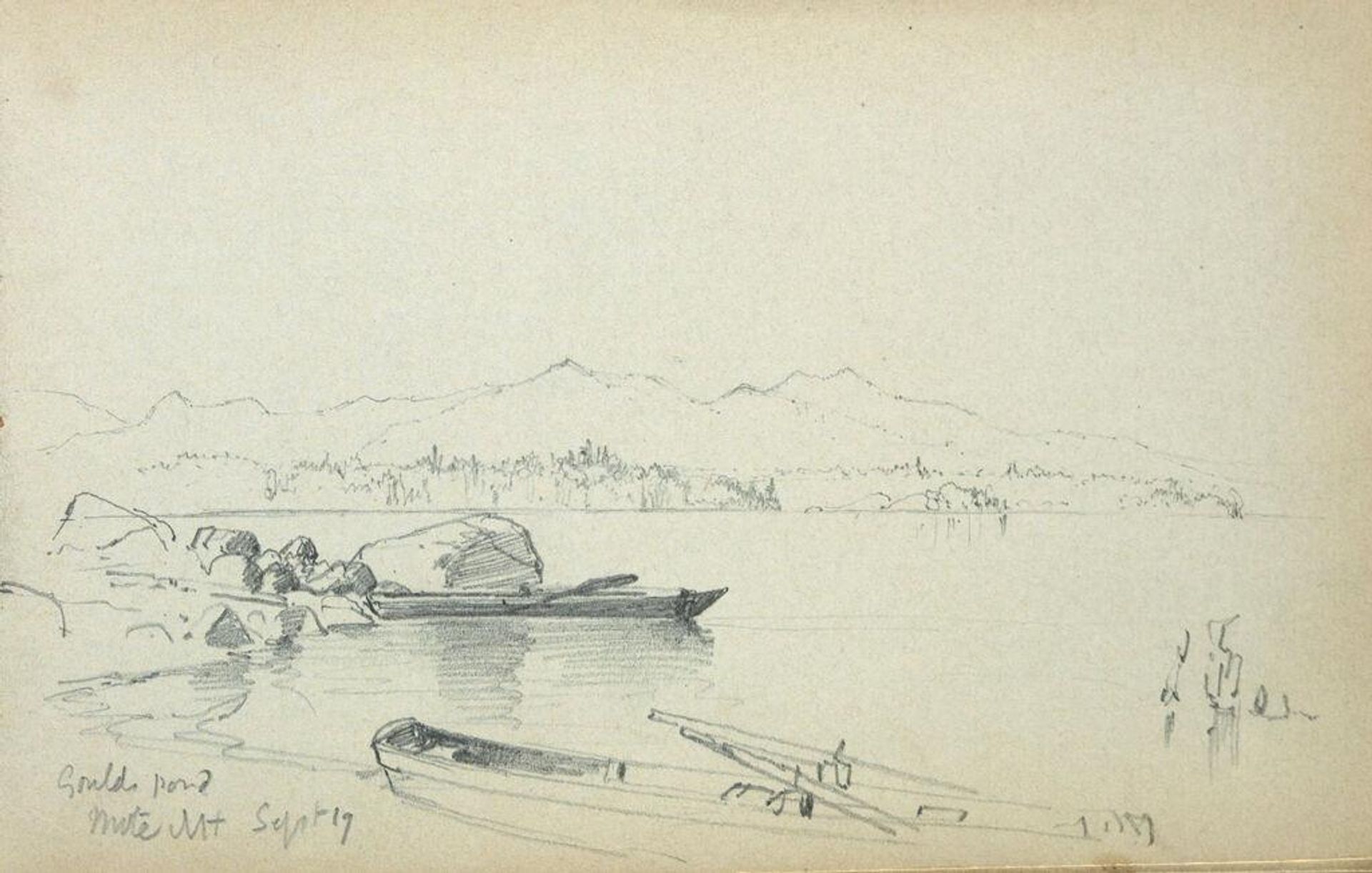 Gould Pond, New Hampshire; verso: Partial Landscape by Benjamin Champney