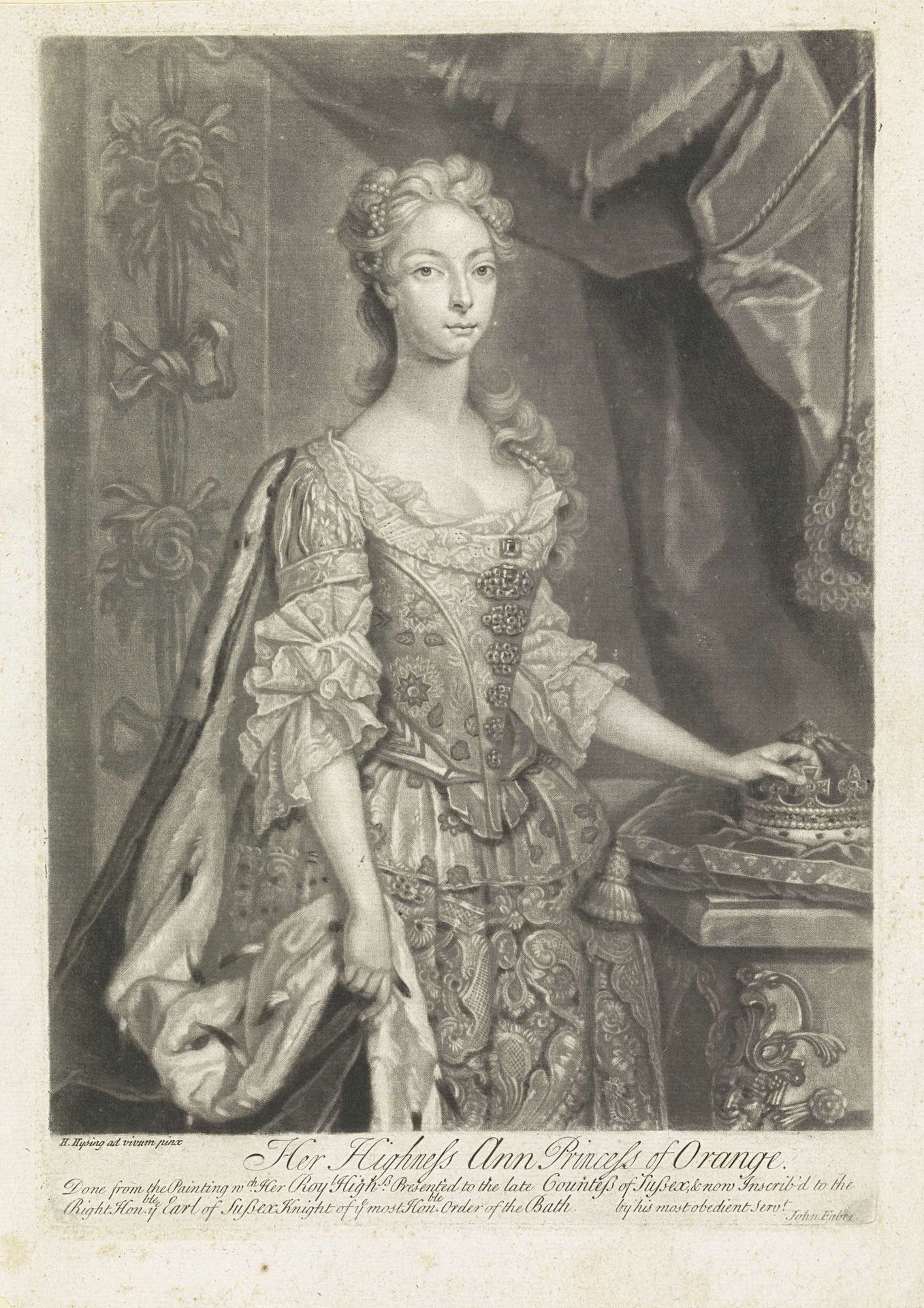 Portret van Anna van Hannover by John (II) Faber