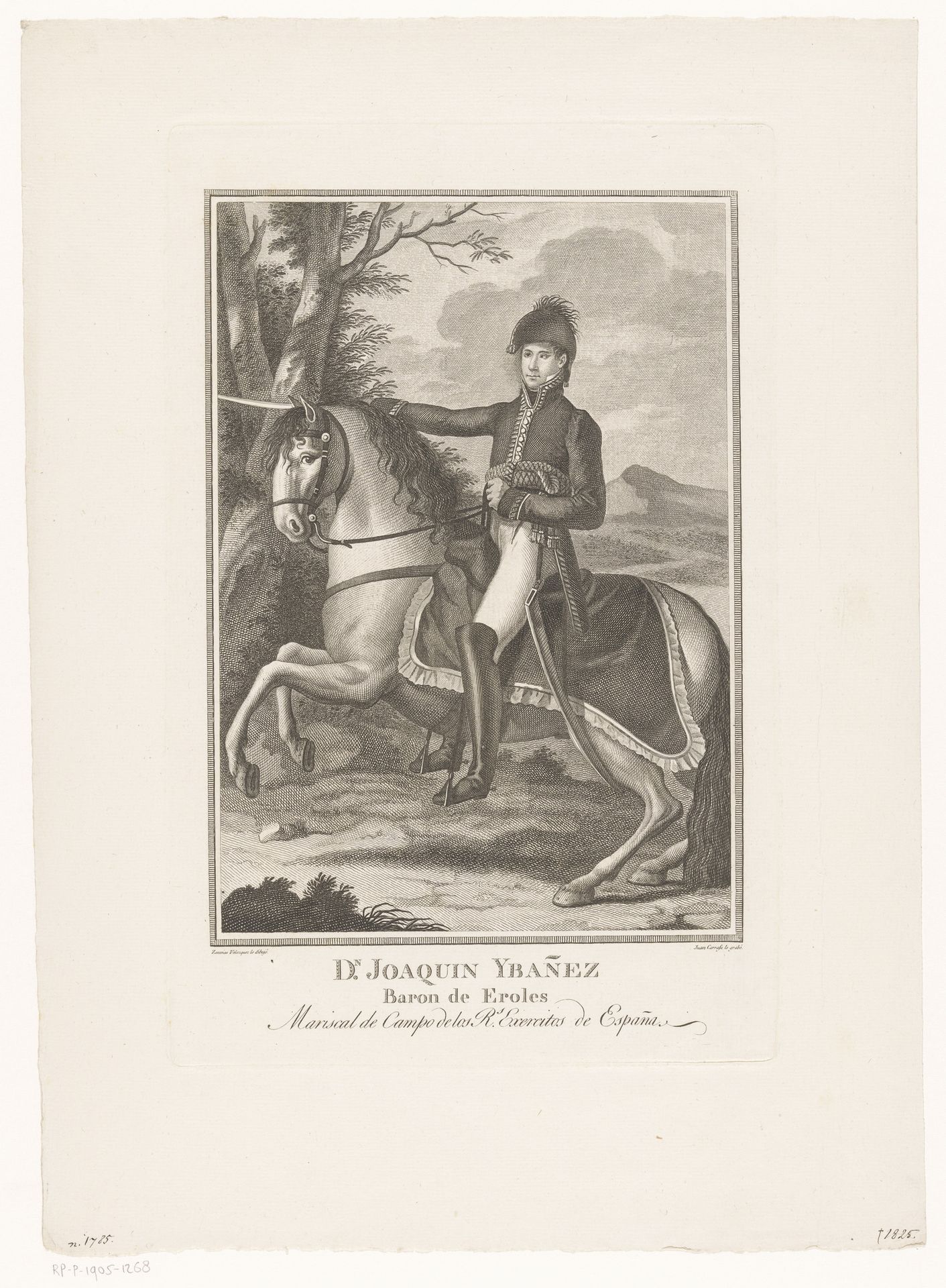 Ruiterportret van Joaquín Ibáñez, Baron van Eroles by Juan Carrafa