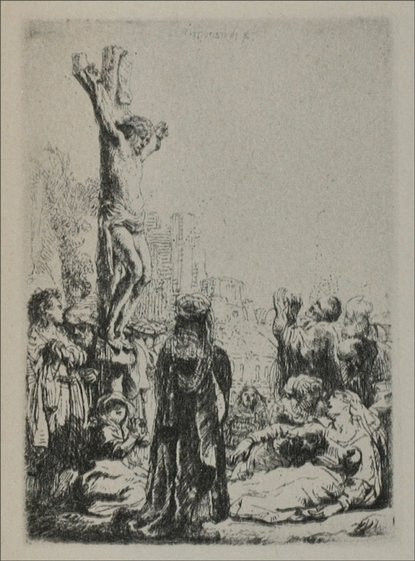 The Crucifixion a Square Small Plate by Rembrandt van Rijn