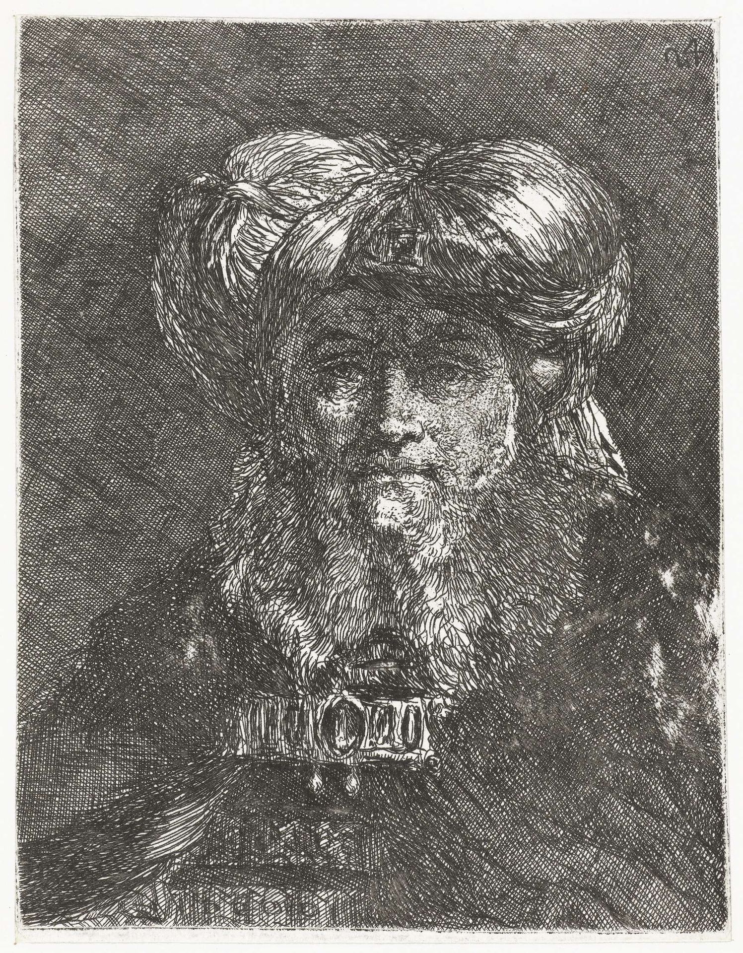 Man met grote tulband by Giovanni Domenico Tiepolo