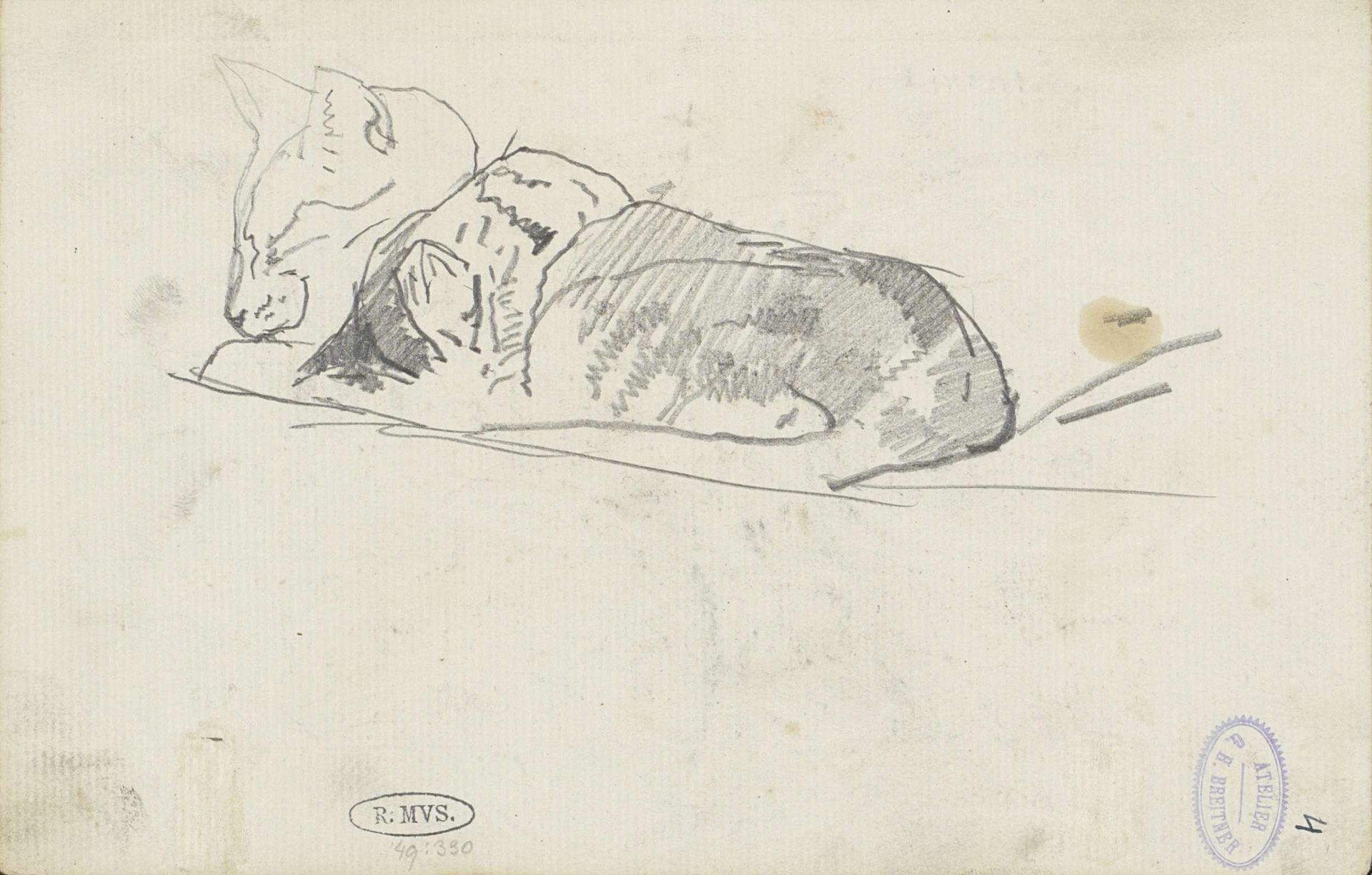 Slapende kat by George Hendrik Breitner