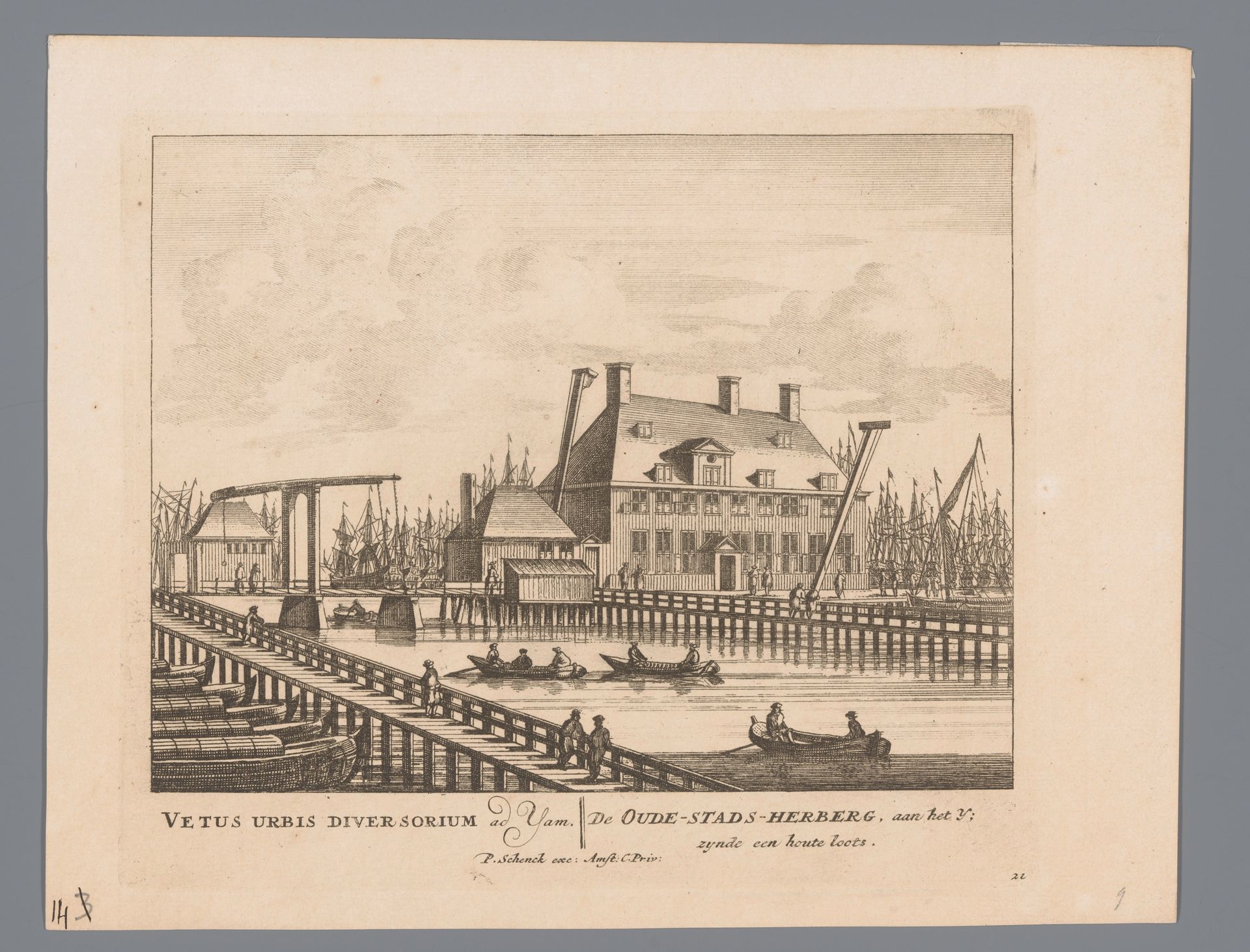 Gezicht op de Oude Stadsherberg aan het IJ in Amsterdam by Anonymous