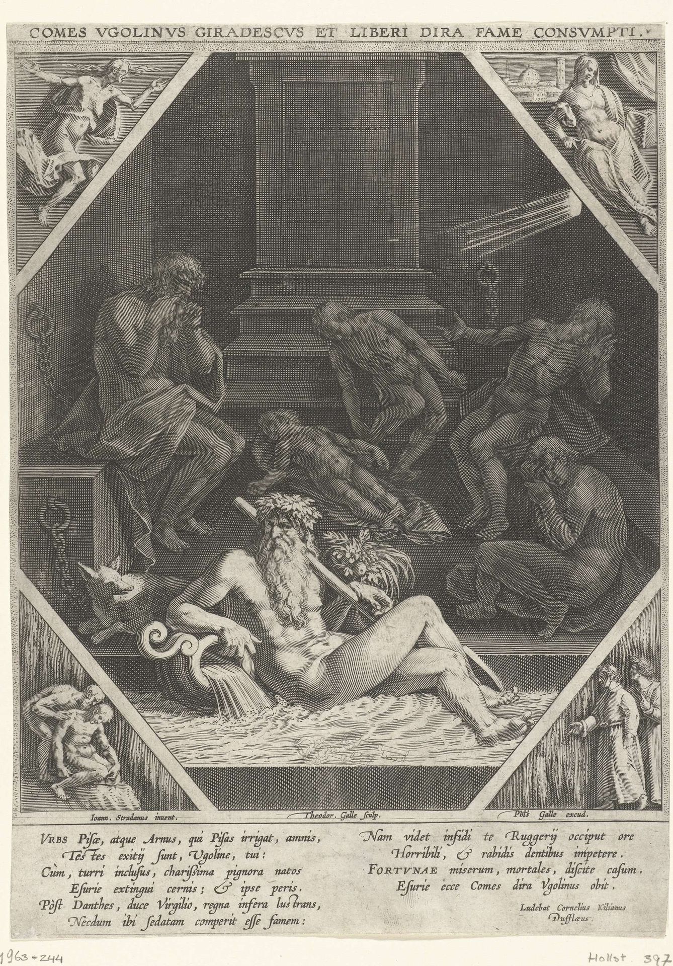 Hongerdood van hertog Ugolino della Gherardesca by Theodoor Galle