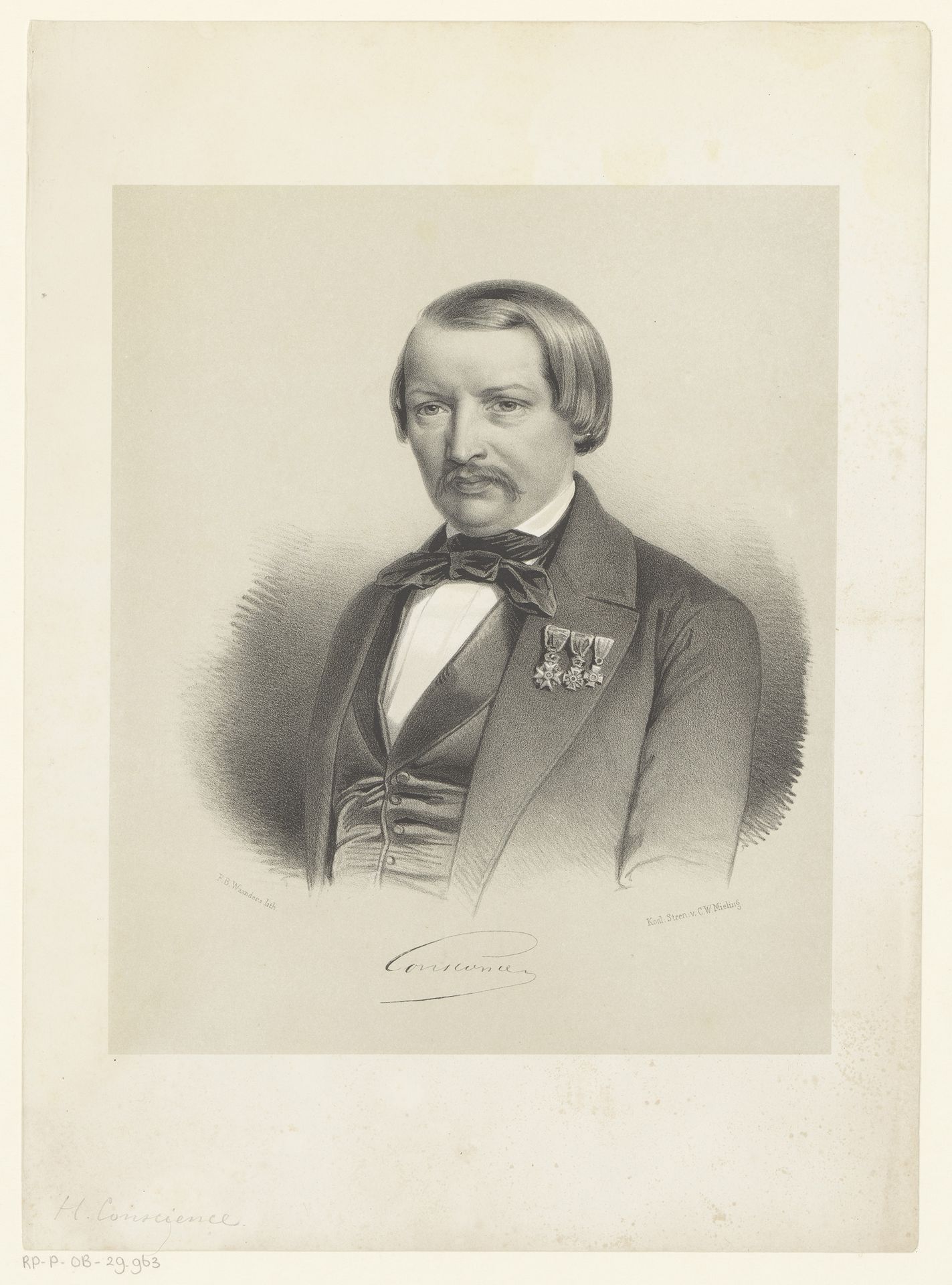Portret van Hendrik Conscience by Franciscus Bernardus Waanders