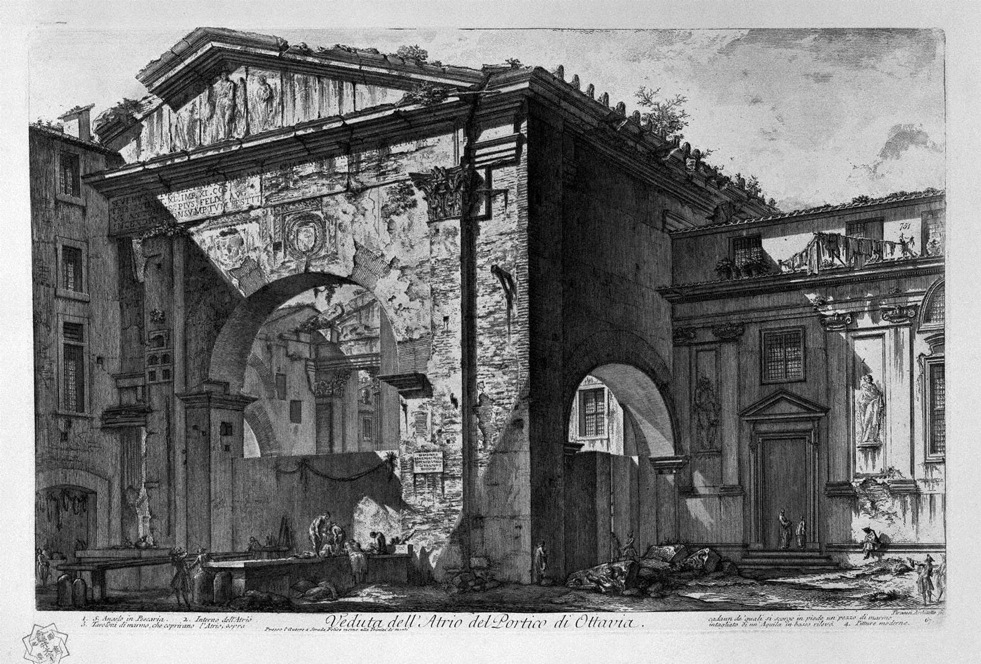 Remains of a covered porch, or cryptoporticus, in a villa of Domitian five miles distant from Rome on the Via Frascati by Giovanni Battista Piranesi