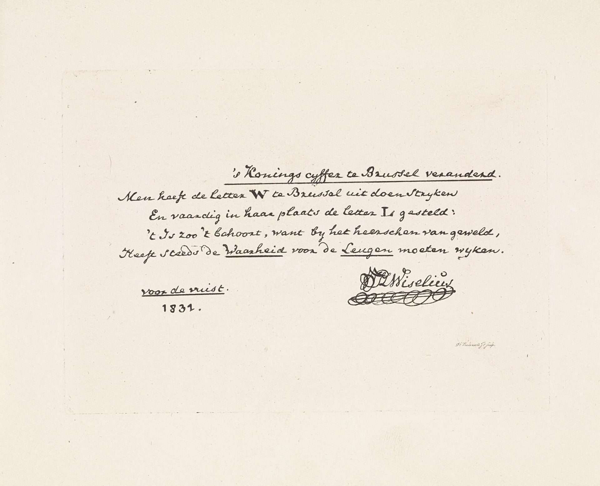 Brief van de advocaat Samuel Iperusz Wiselius, 1831 by Daniël (II) Veelwaard
