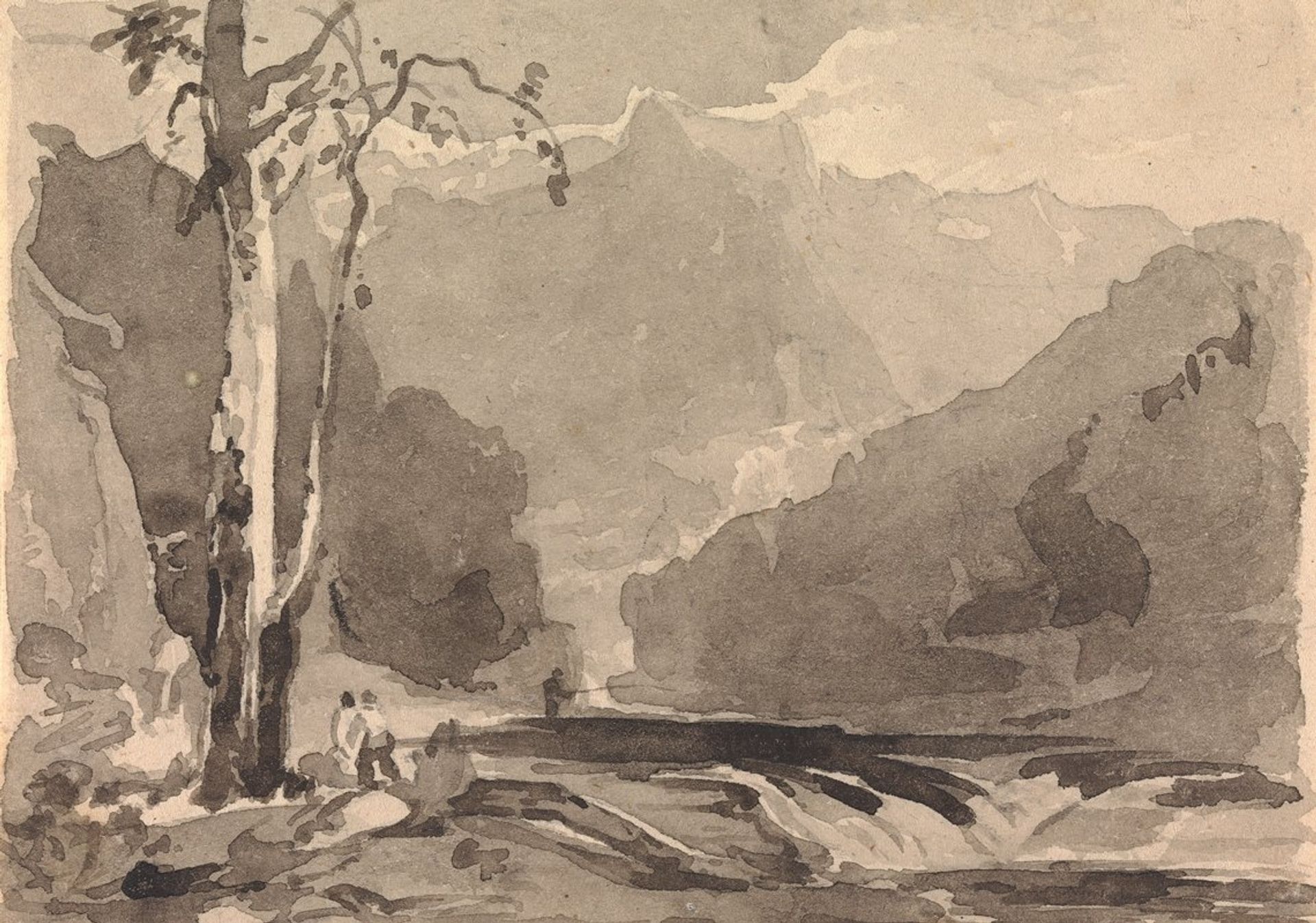 Fishermen at a Mountain Stream by Thomas Sully