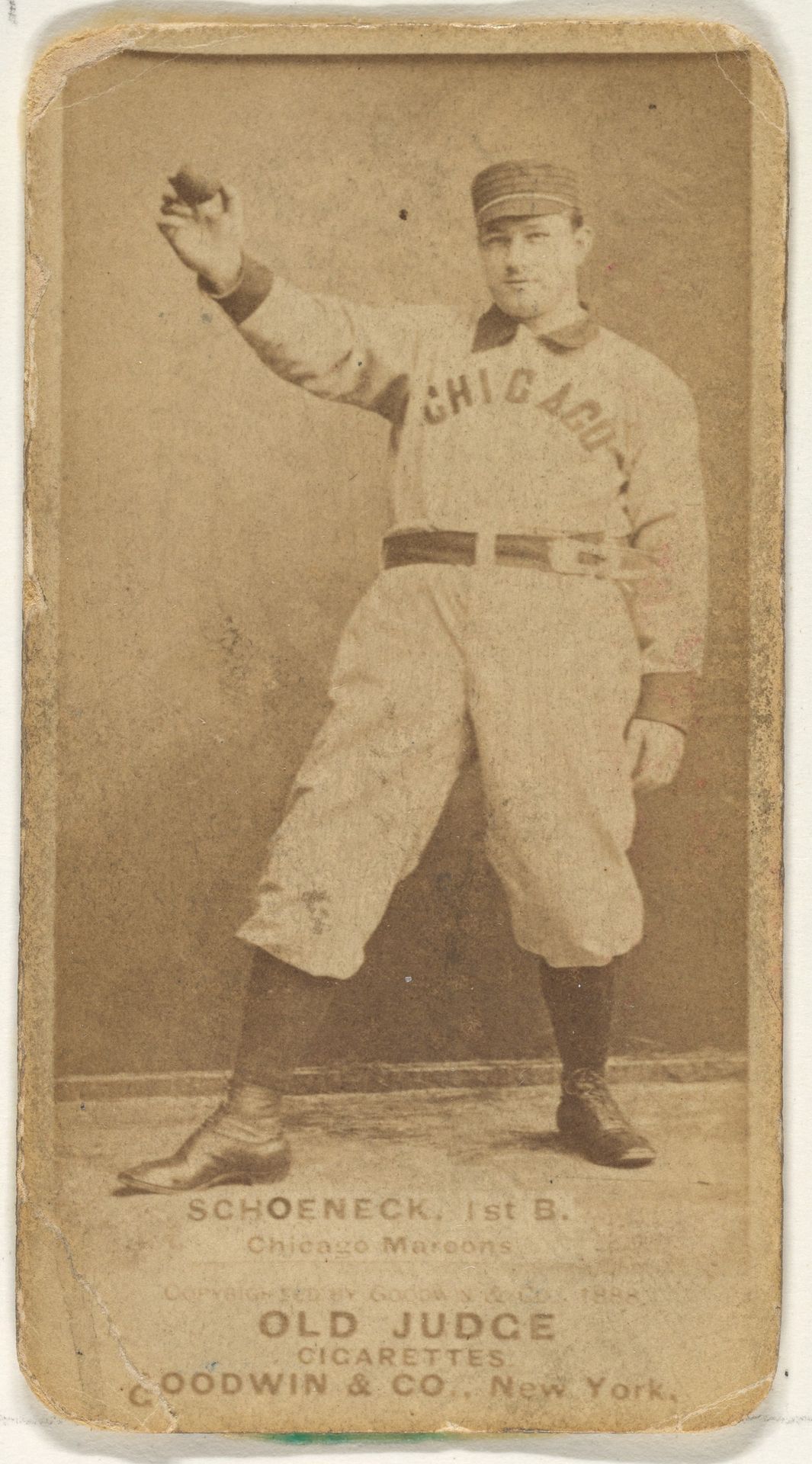 Schoeneck, 1st Base, Chicago, from the Old Judge series (N172) for Old Judge Cigarettes by Goodwin & Company