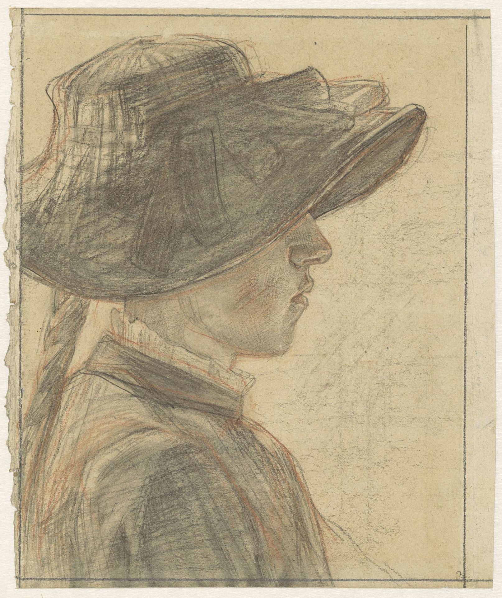 Portret van mejuffrouw A.C.E. Veth, zuster van de tekenaar by Jan Veth