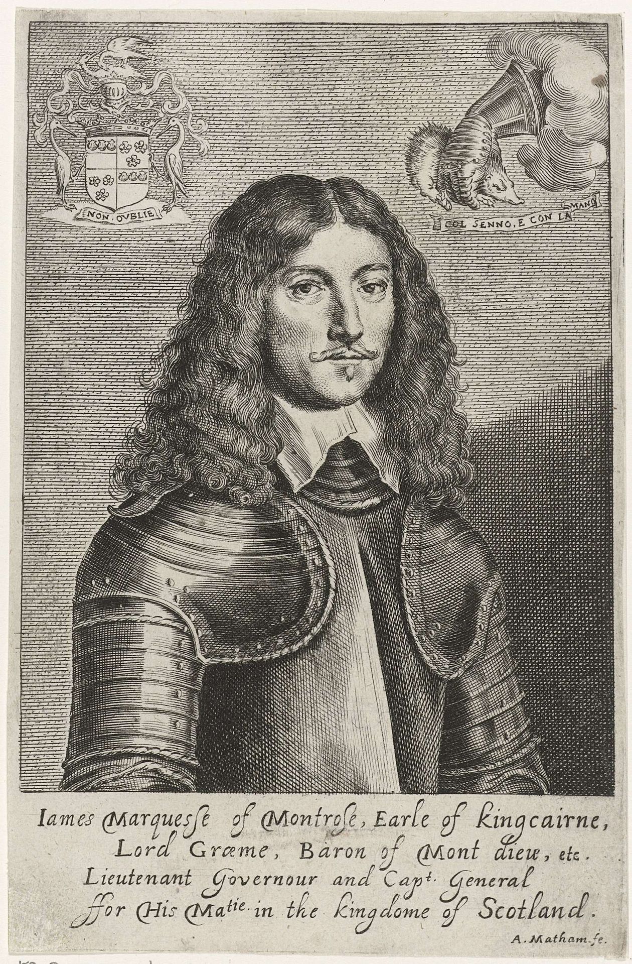 Portret van James Graham, markies van Monrose, graaf van Kingcairne by Adriaen Matham