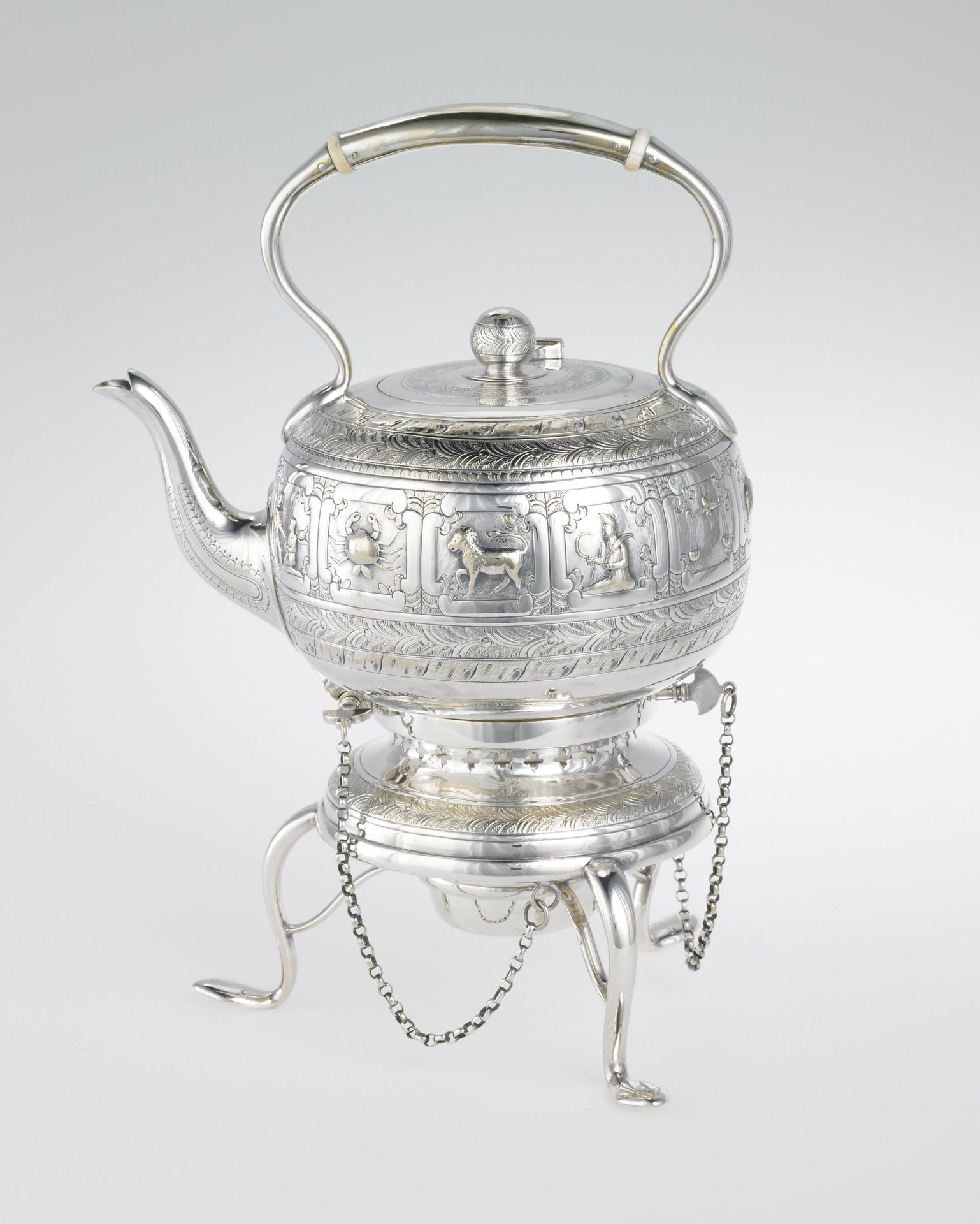 Kettle and warming stand by Possibly by J. Blond & Co.