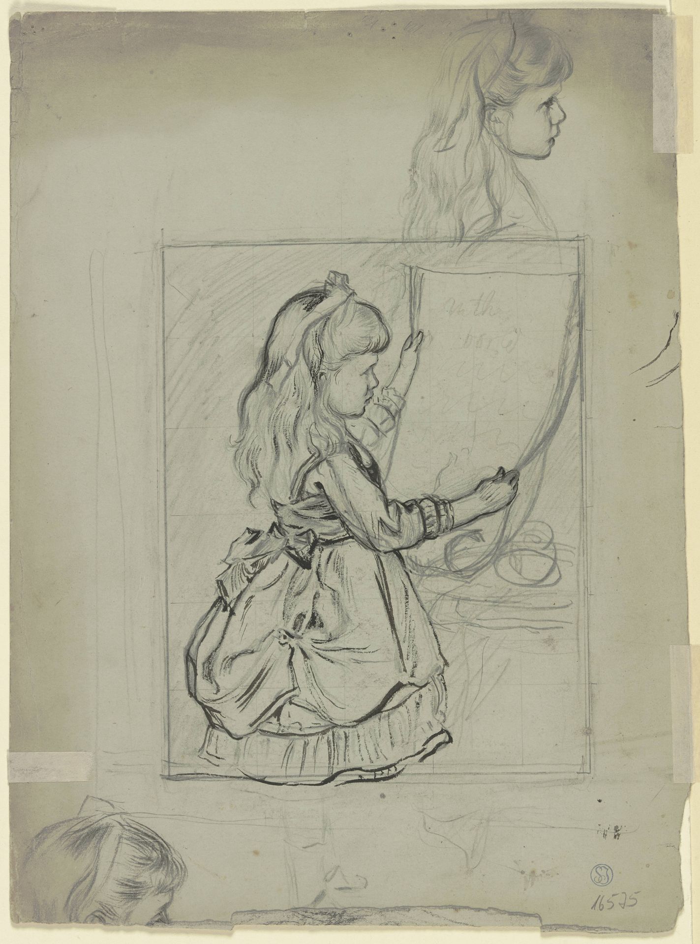 Mädchen in der Betrachtung eines Blattes by Otto Scholderer