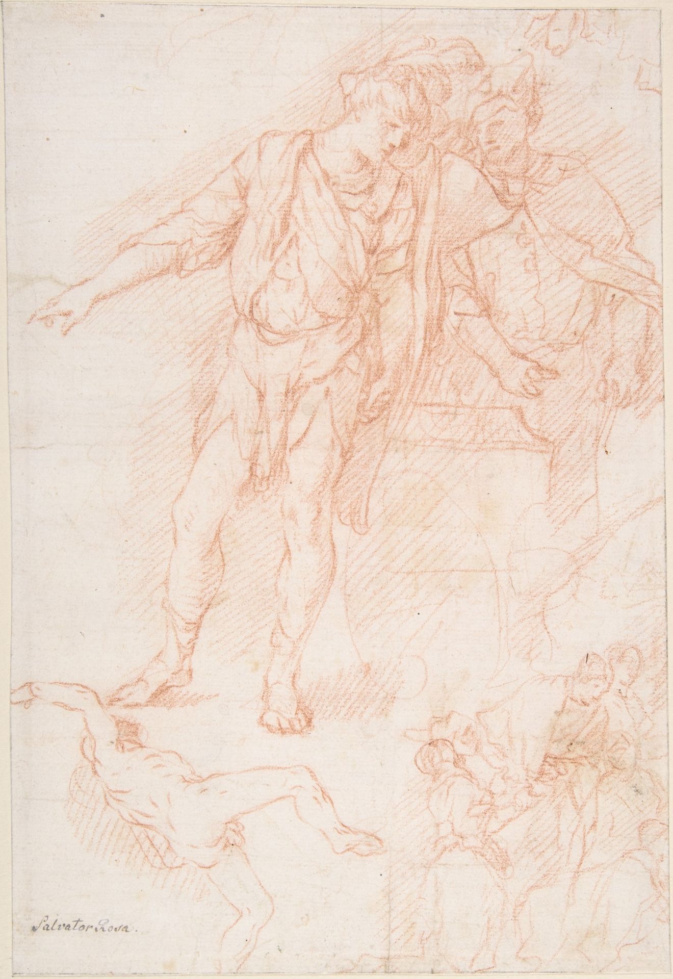 Figure Studies: Men Standing by a Large Vase, a Falling Nude Figure, and Other Figures by Giulio Carpioni