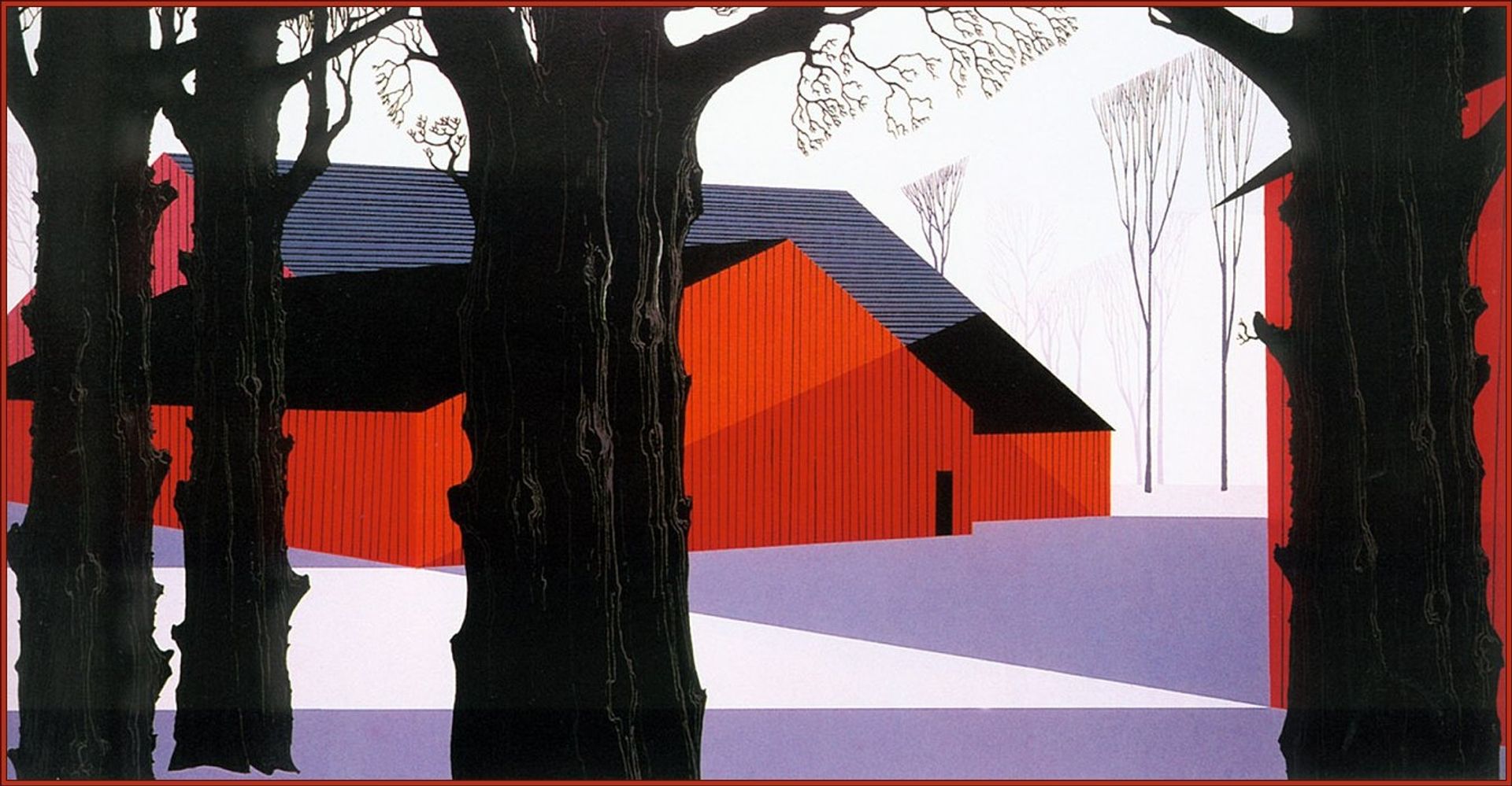 Red Barn by Eyvind Earle