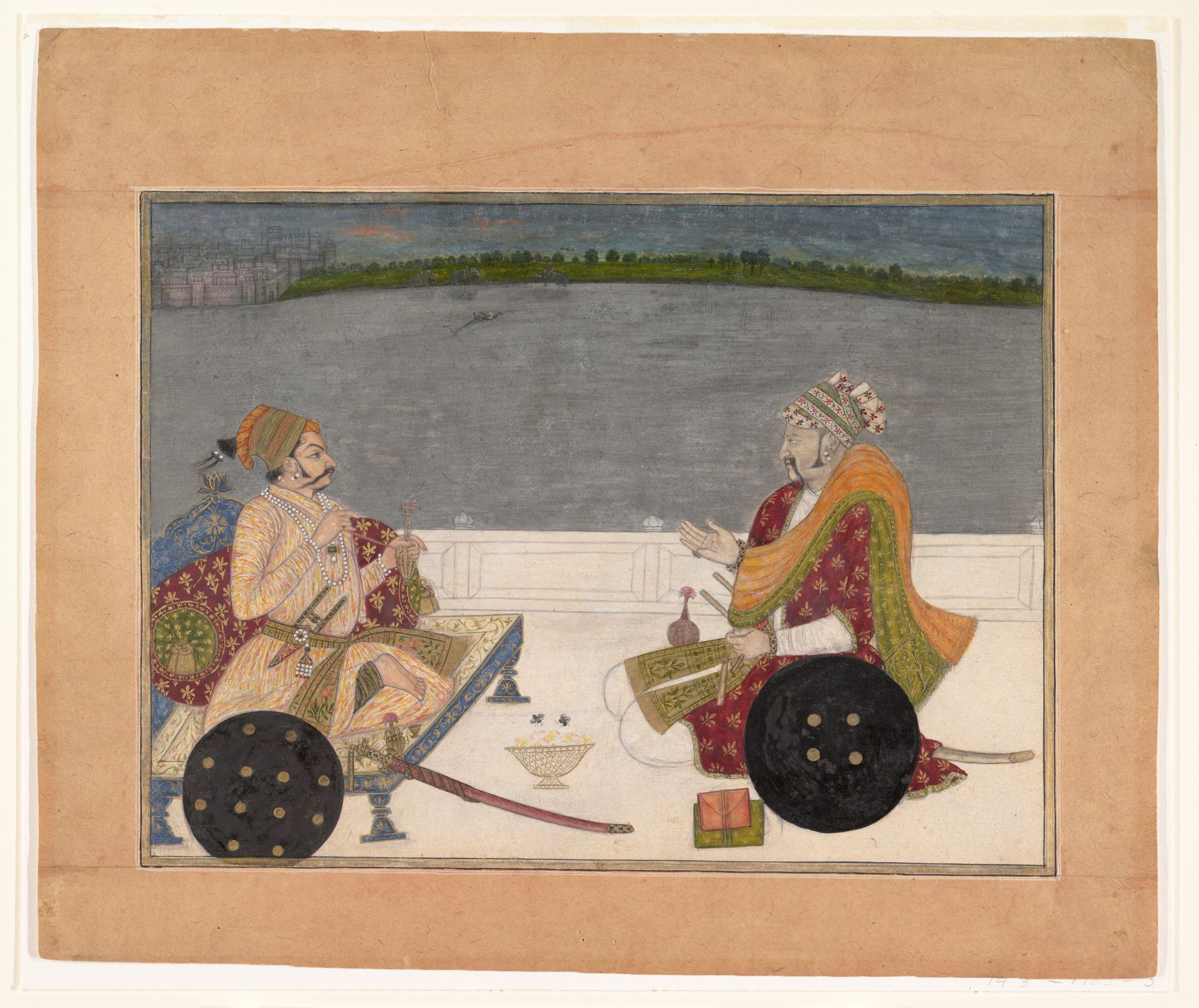 Prince Padam Singh of Bikaner with His Bard Gordhar on a Terrace at Night by Bhavani Das