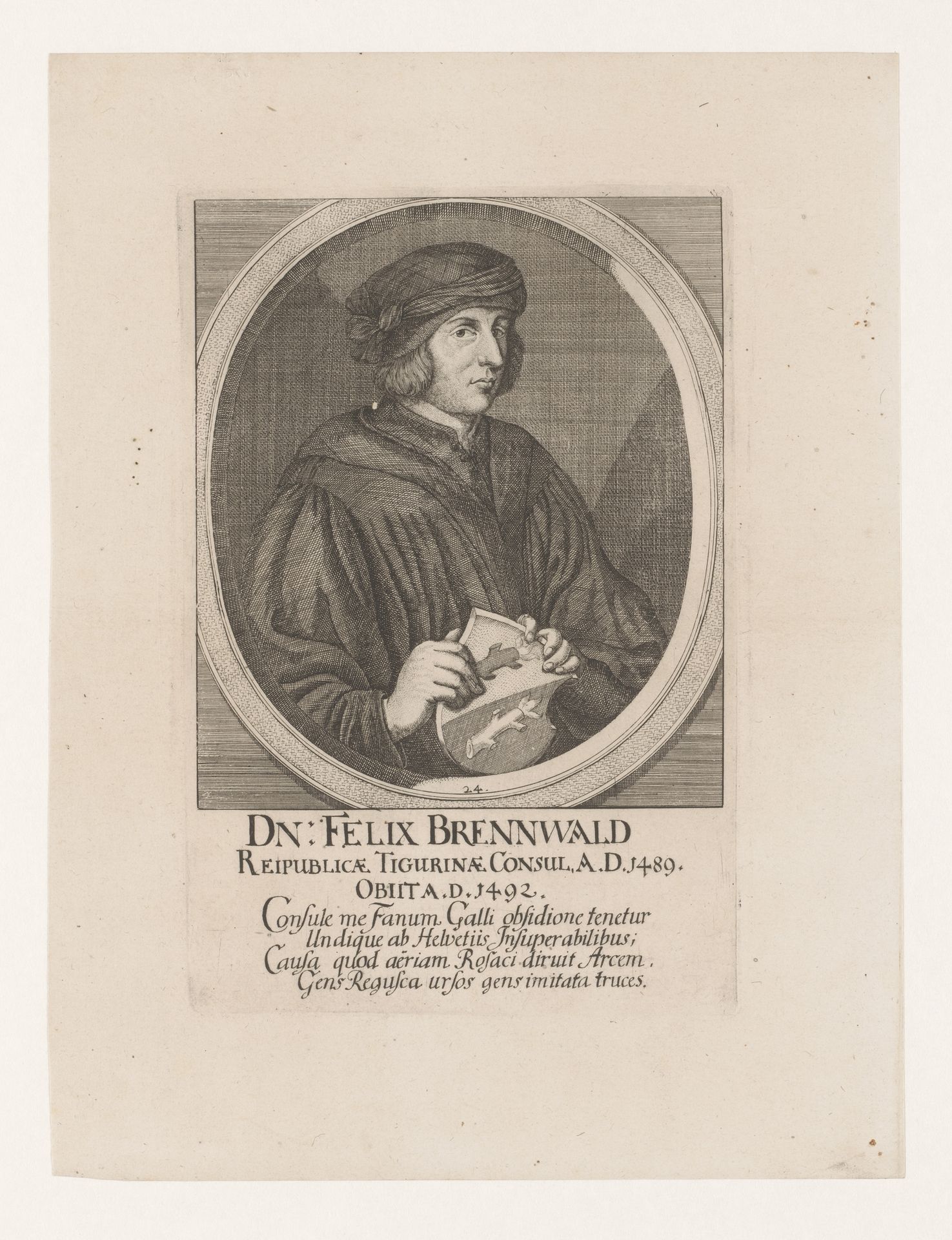 Portret van Felix Brennwald by Johannes (II) Meyer
