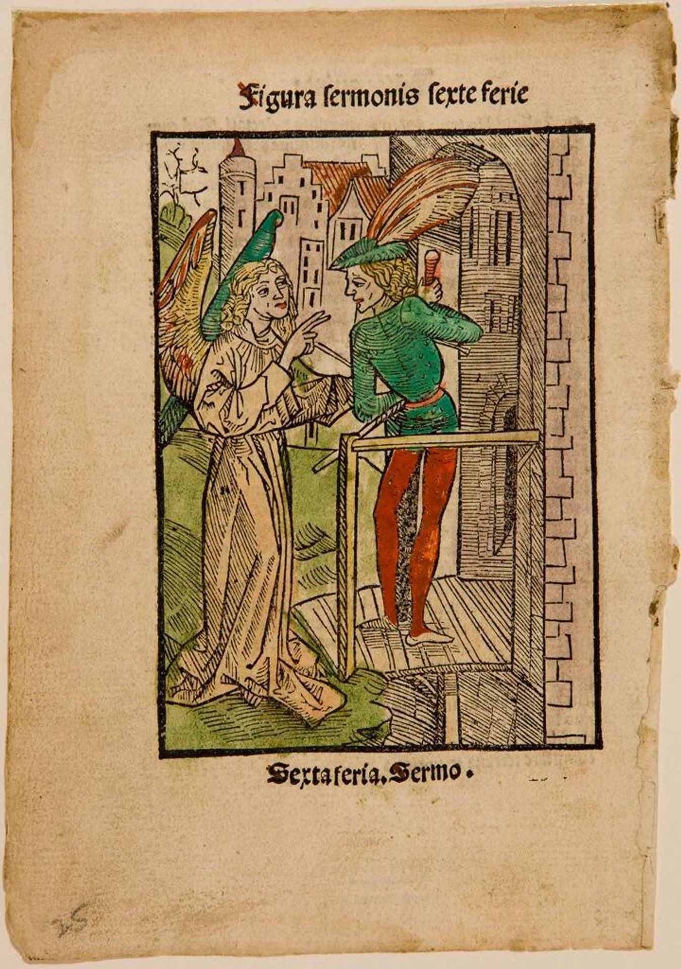 The Angel Warns the Prodigal, Illustration from Meder, Quadragesimale de filio prodigo.  Furter, 1495 (?) or 1497 (?) by Anonymous