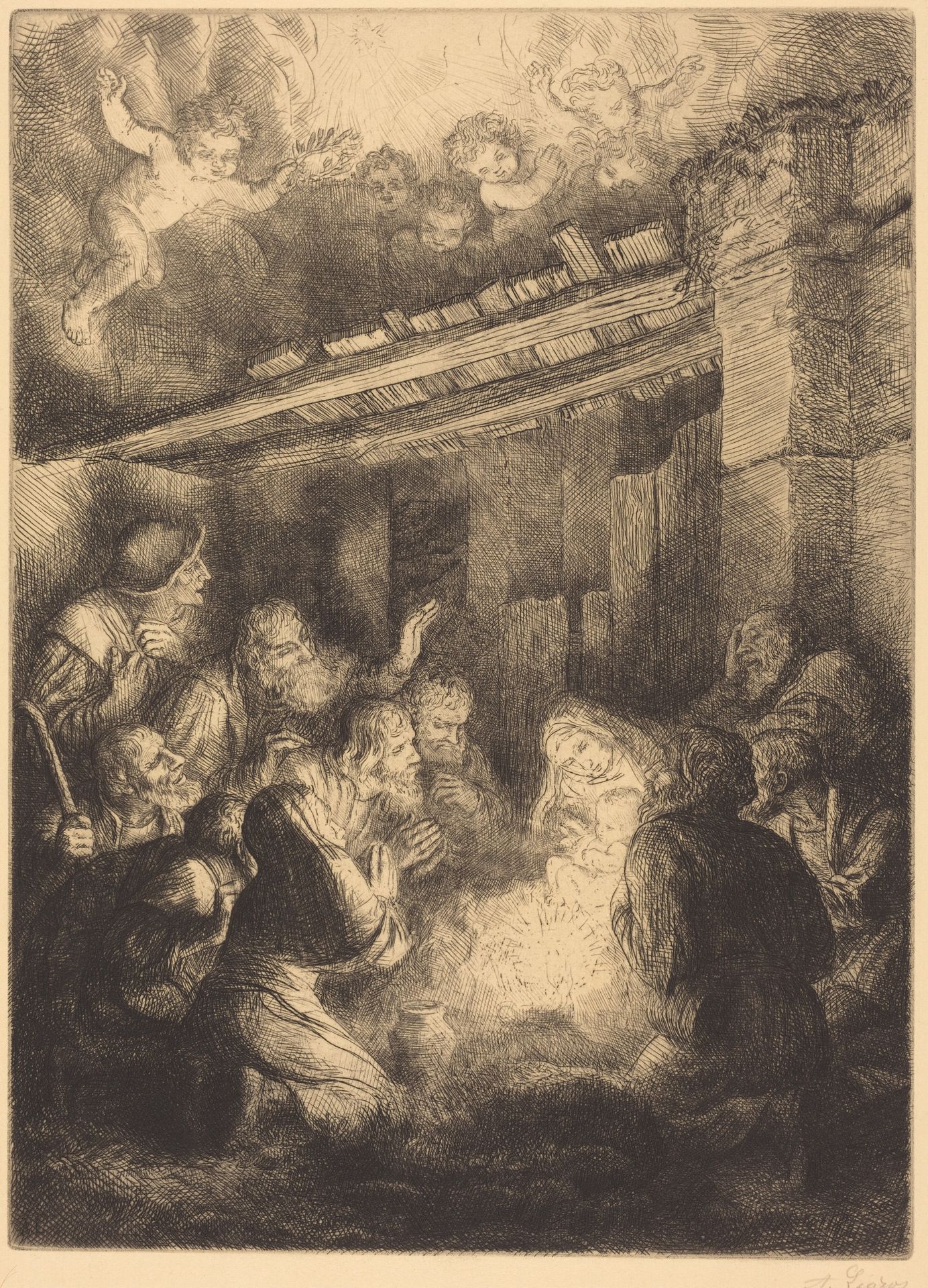 The Adoration of the Shepherds (L'adoration des bergers) by Alphonse Legros