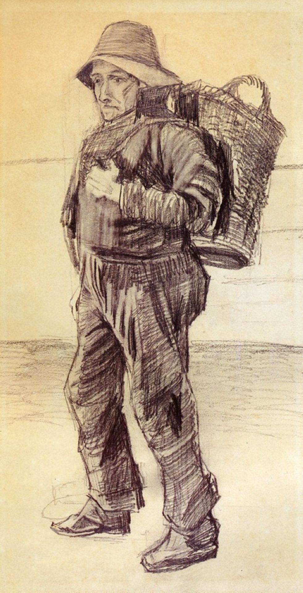Fisherman with Basket on his Back by Vincent van Gogh