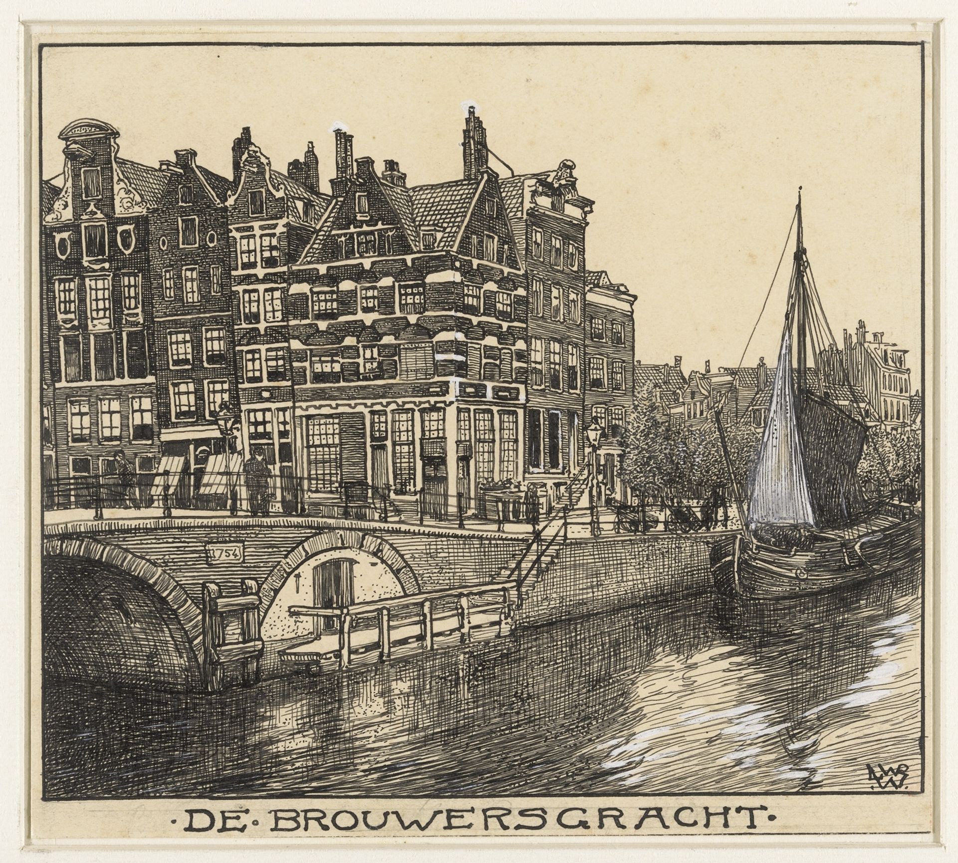 De Brouwersgracht te Amsterdam by Willem Wenckebach