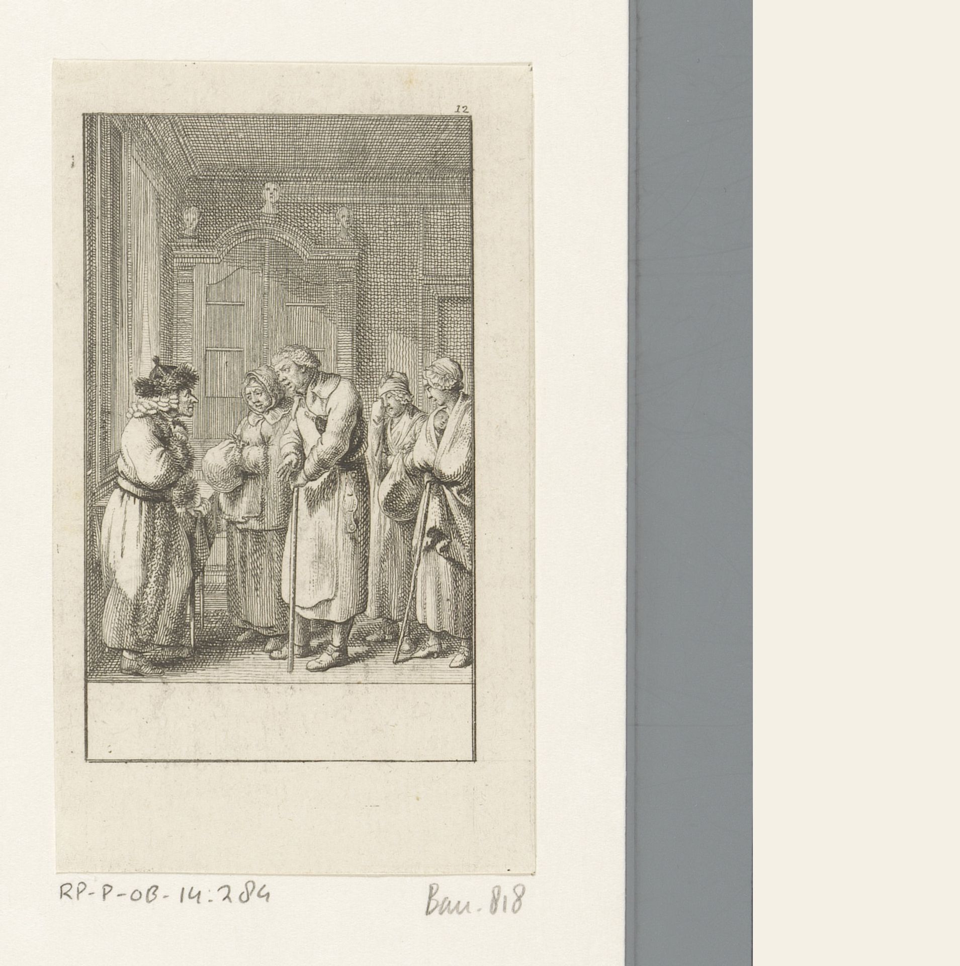 Mannen en vrouwen in de rij voor Voltaire by Daniel Nikolaus Chodowiecki