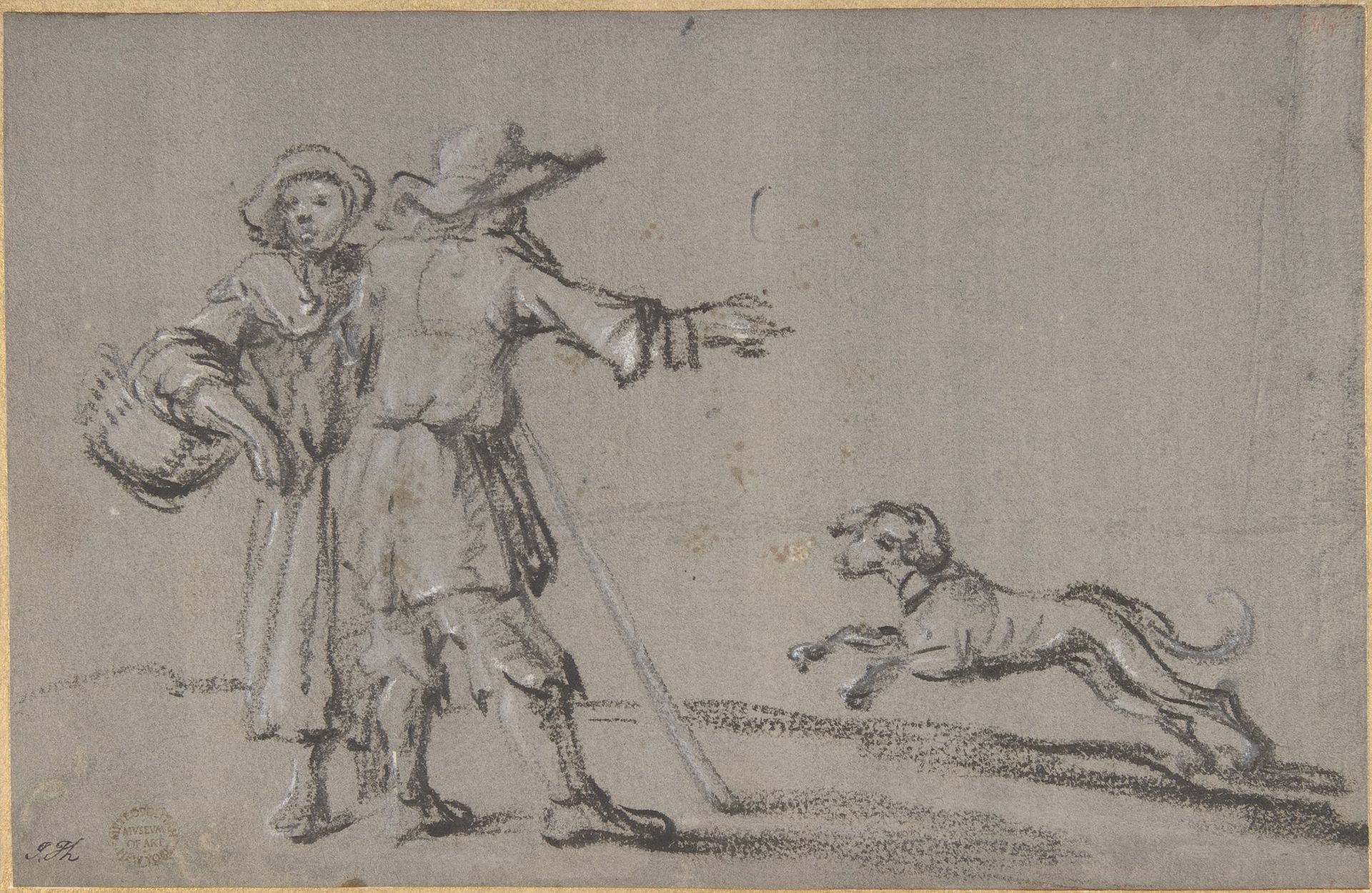 Two Figures and a Dog by Anonymous
