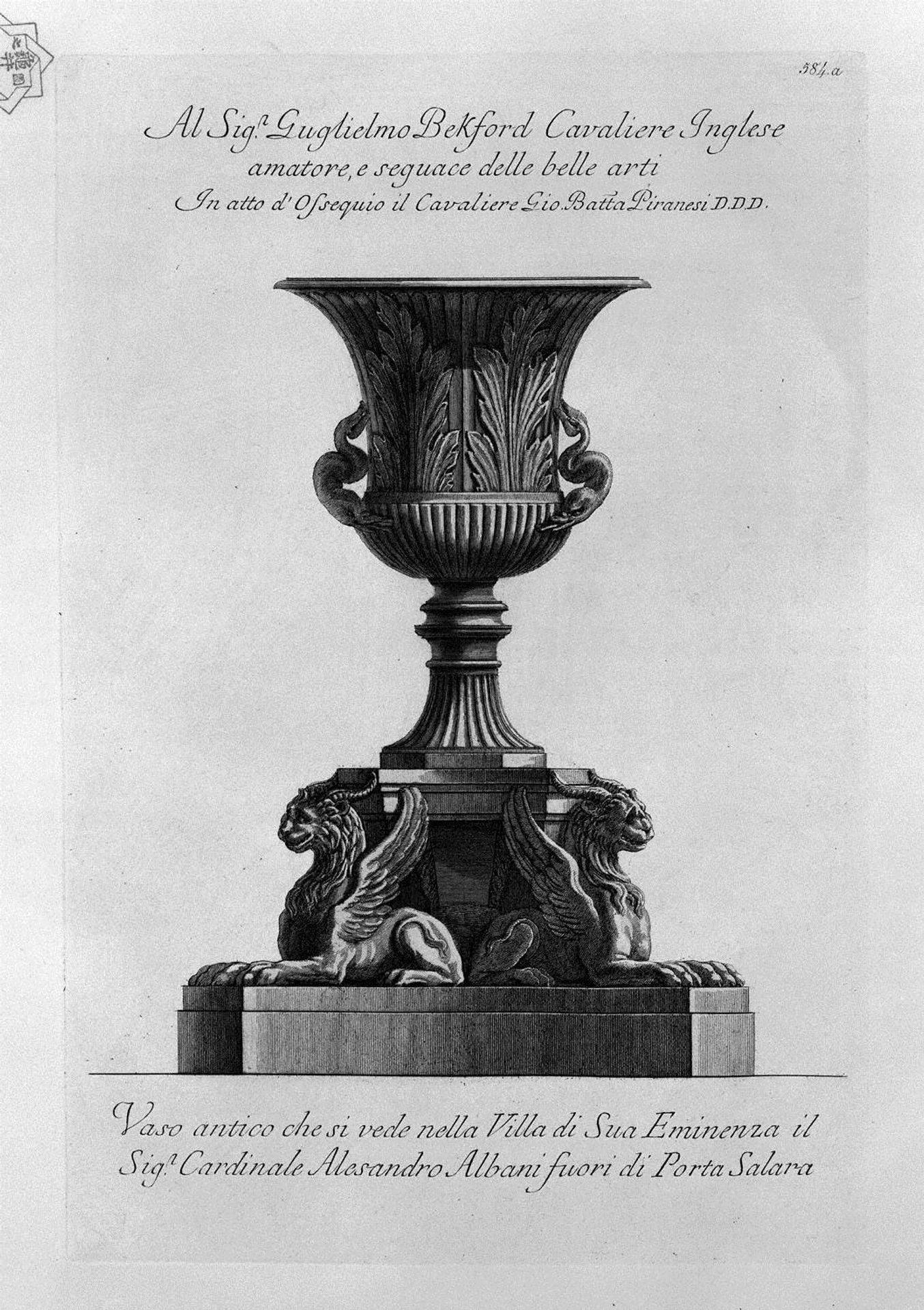 Antique vase of marble (Villa Albani) by Giovanni Battista Piranesi