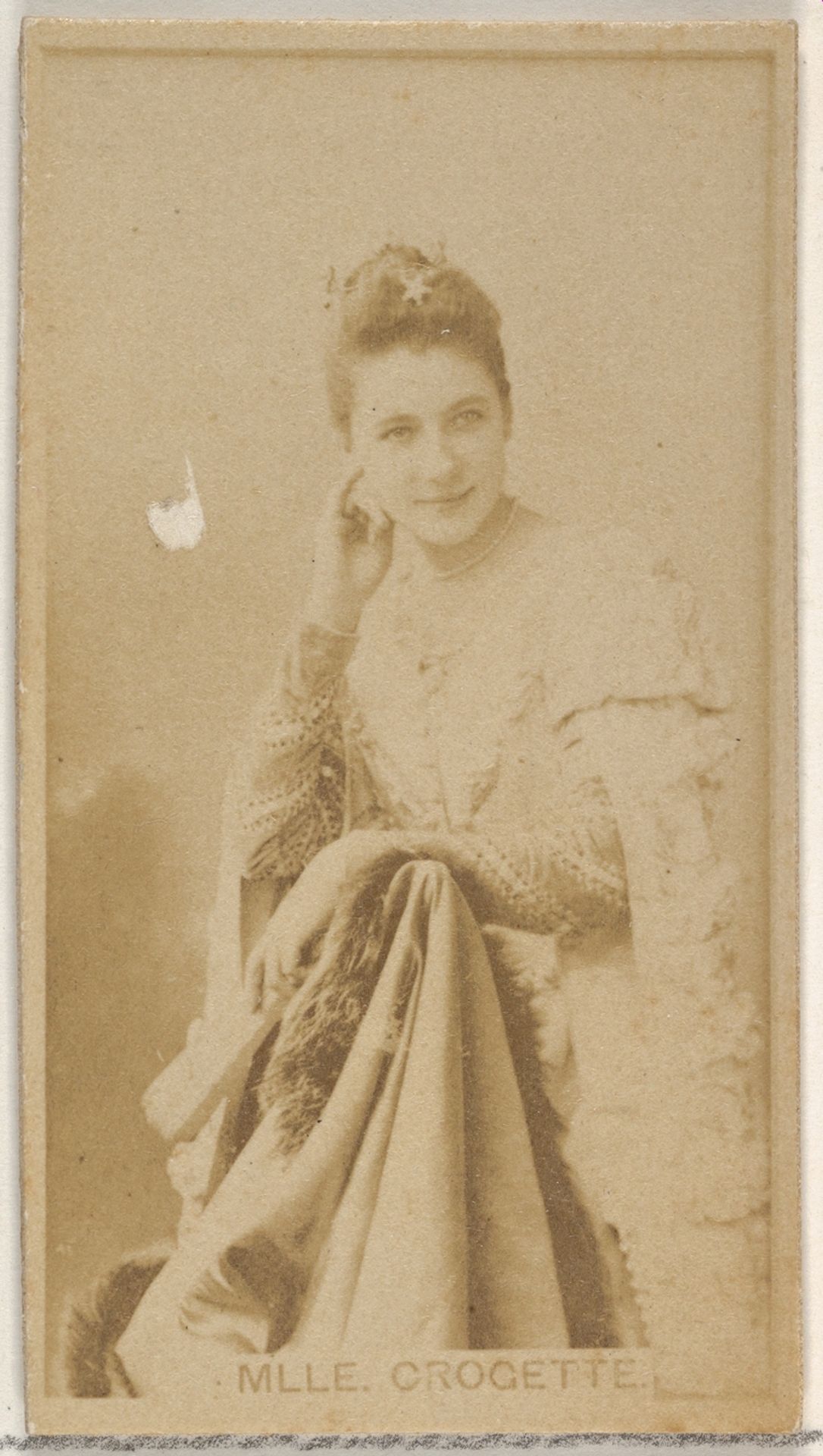 Mlle. Crogette, from the Actors and Actresses series (N45, Type 8) for Virginia Brights Cigarettes by Allen & Ginter