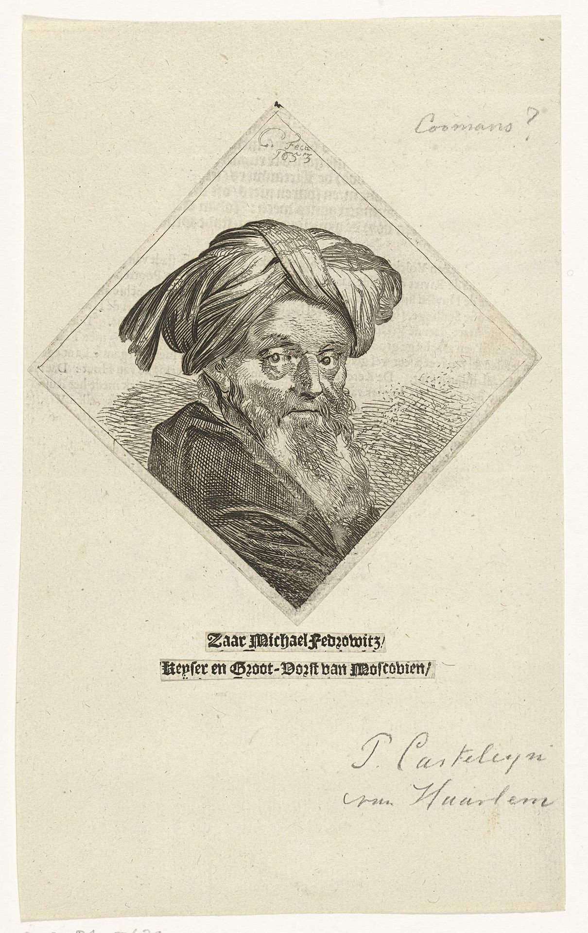 Portret van tsaar Michaël Fjodorovitsj Romanov by Pieter Casteleyn